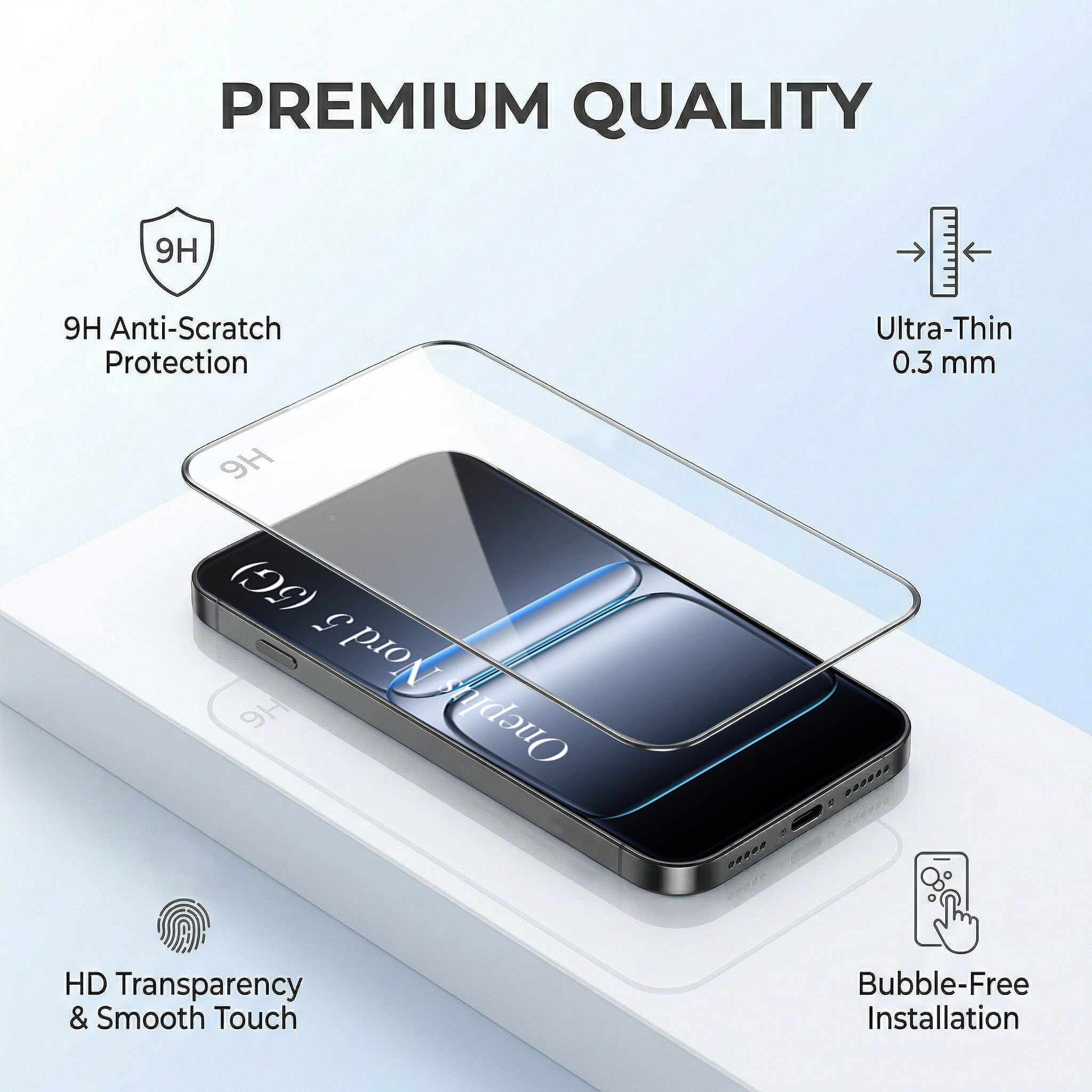 For Oneplus Nord 5 Combo with Back Cover and 9H Tempered Glass (Lifetime Anti-Yellow | Sleek Hard Crystal | Oleophobic Coating Screen Glass)