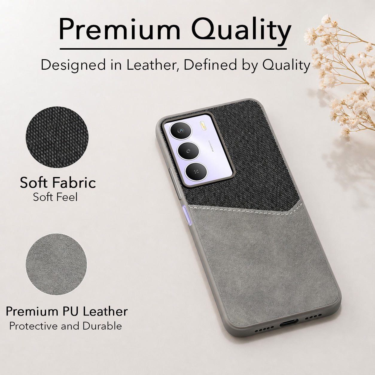 For Realme Narzo 80 Lite 5G Back Cover Case (Dual PU Leather Stitch | Professional Minimalist | Soft and Flexible)