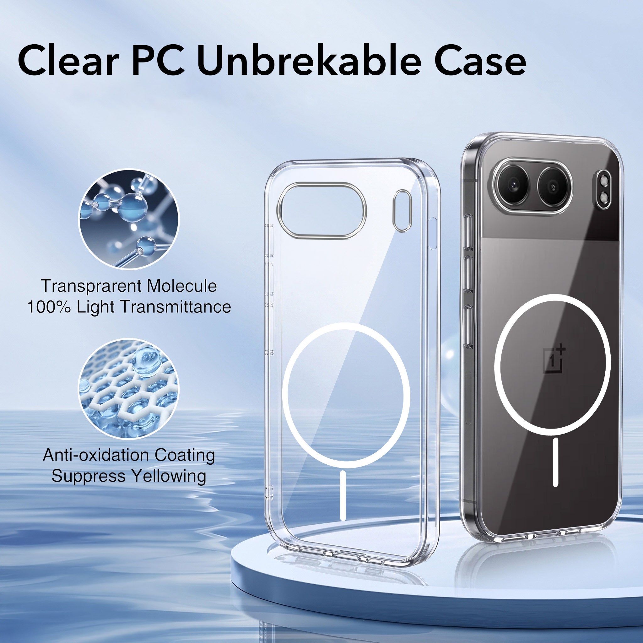 For Oneplus Nord 4 Back Case Cover Crystal Anti Yellow (Unbreakable PC | MagSafe Wireless Charging Support |Camera Protection Bump)