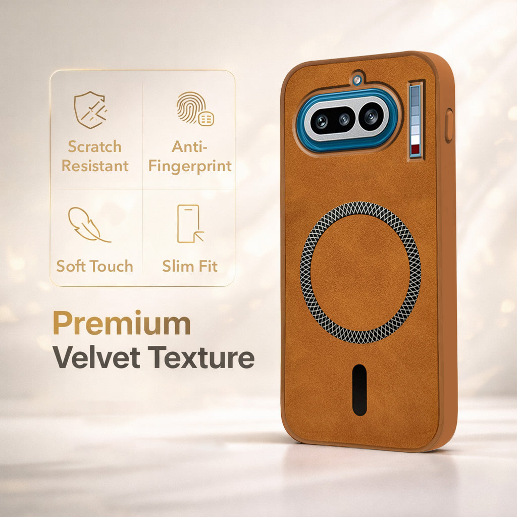 For Nothing Phone 4A 5G Back Cover Case Leather Finish (MagSafe Compatible Wireless Charging | Soft Touch | Camera Bump Protection)