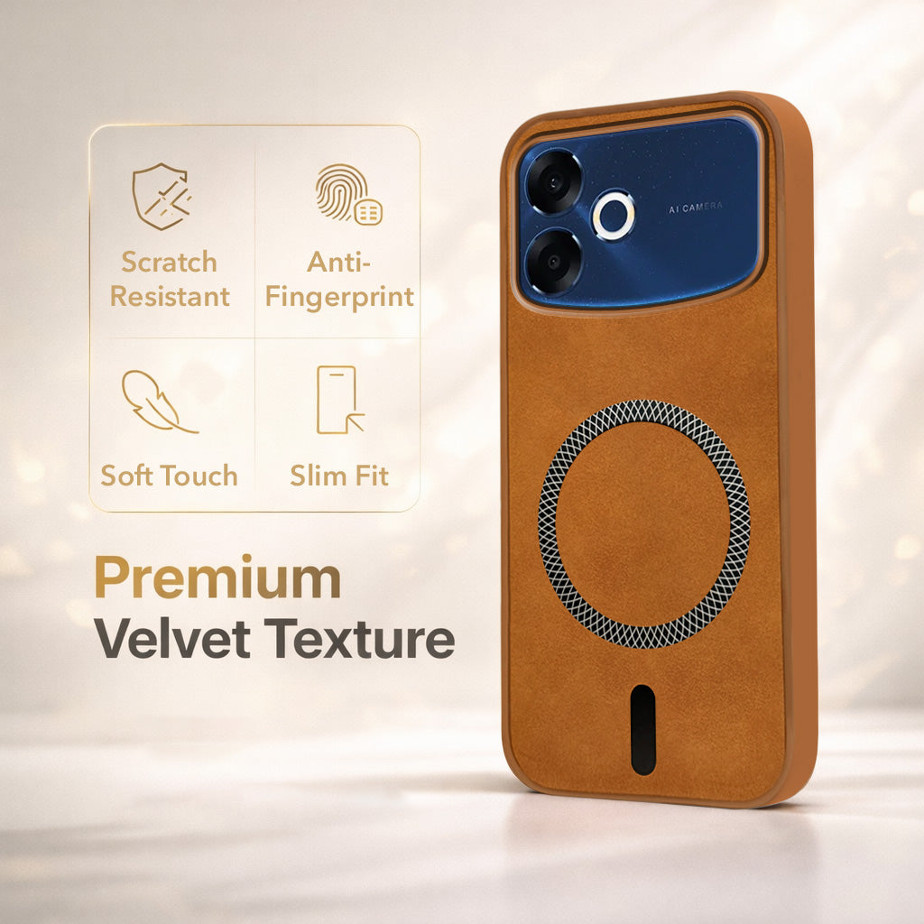 For Oppo F33 Pro 5G Back Cover Case Leather Finish (MagSafe Compatible Wireless Charging | Soft Touch | Camera Bump Protection)