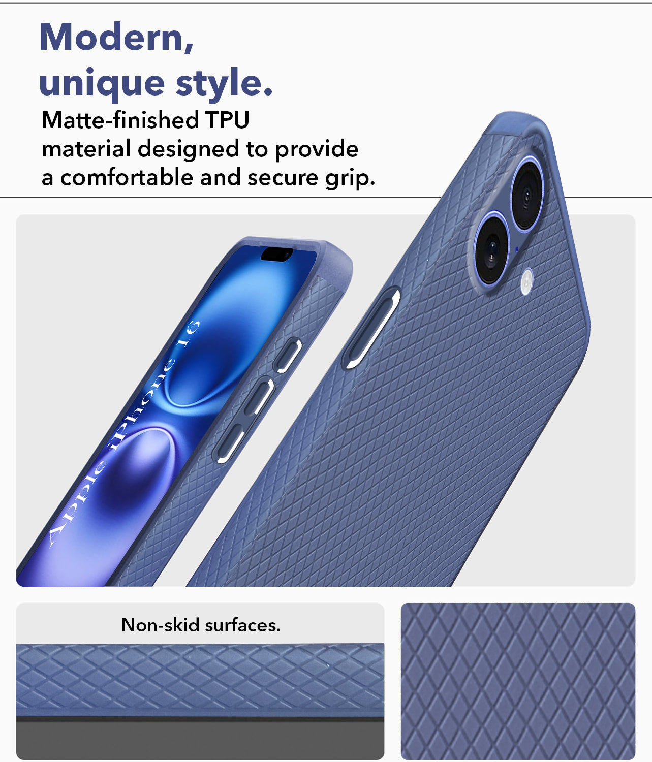 For Apple iPhone 16 Back Cover Case (Liquid Silicone | Side Grip | Camera Protection)