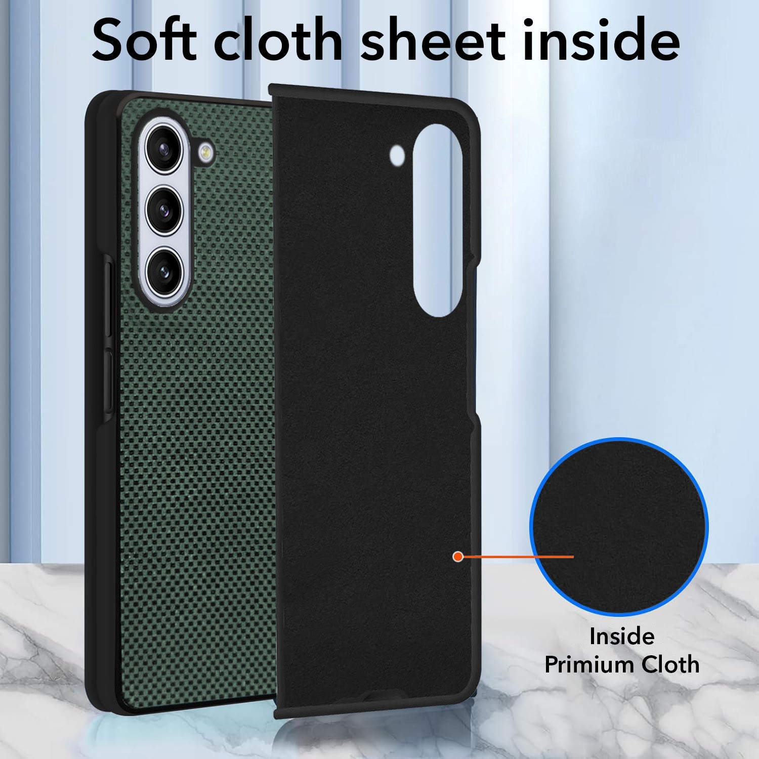 For Samsung Galaxy Z Fold 5 5G Back Flip Case Cover (Craft Printed Design | Hybrid Texture | Inside Microfiber Cloth)