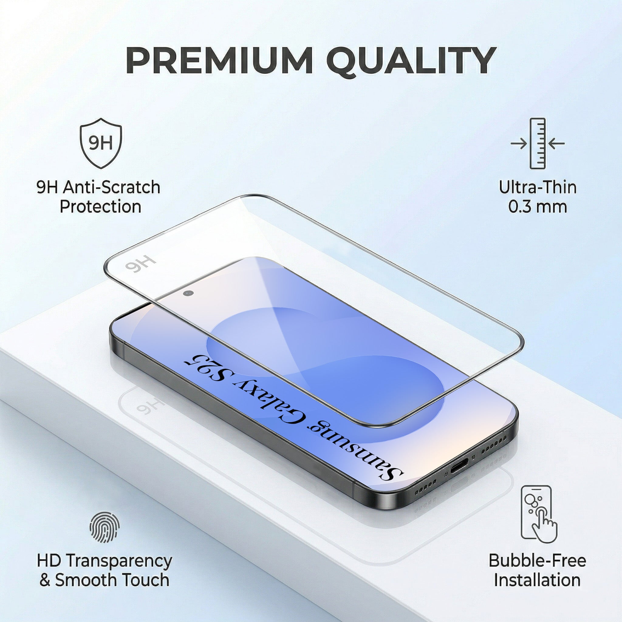 For Samsung Galaxy S25 Combo with Back Cover and 9H Tempered Glass (Liquid Silicone | Camera Protection | Oleophobic Coating Screen Glass)