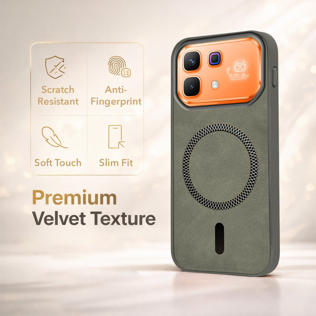 For Infinix Note 60 Pro 5G Back Cover Case Leather Finish (MagSafe Compatible Wireless Charging | Soft Touch | Camera Bump Protection)