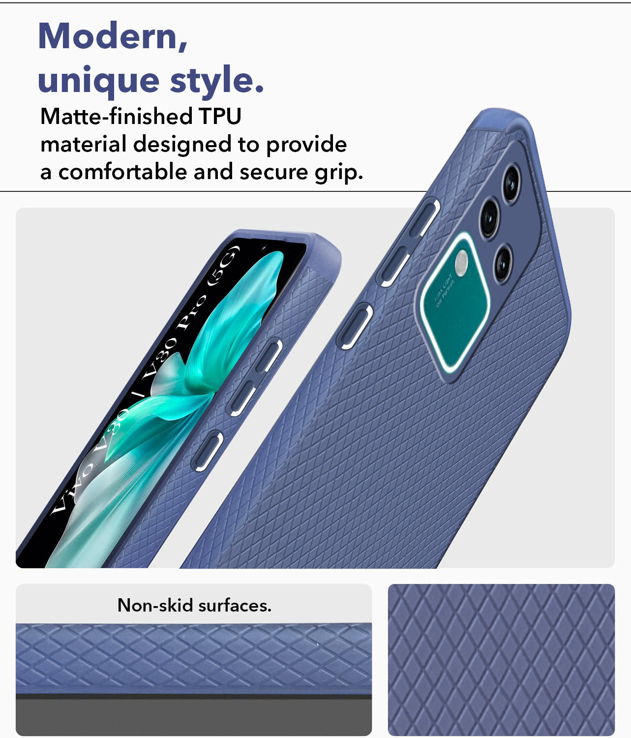 For Vivo V30 | Vivo V30 Pro 5G  Back Cover Case (Liquid Silicone | Side Grip | Camera Protection)