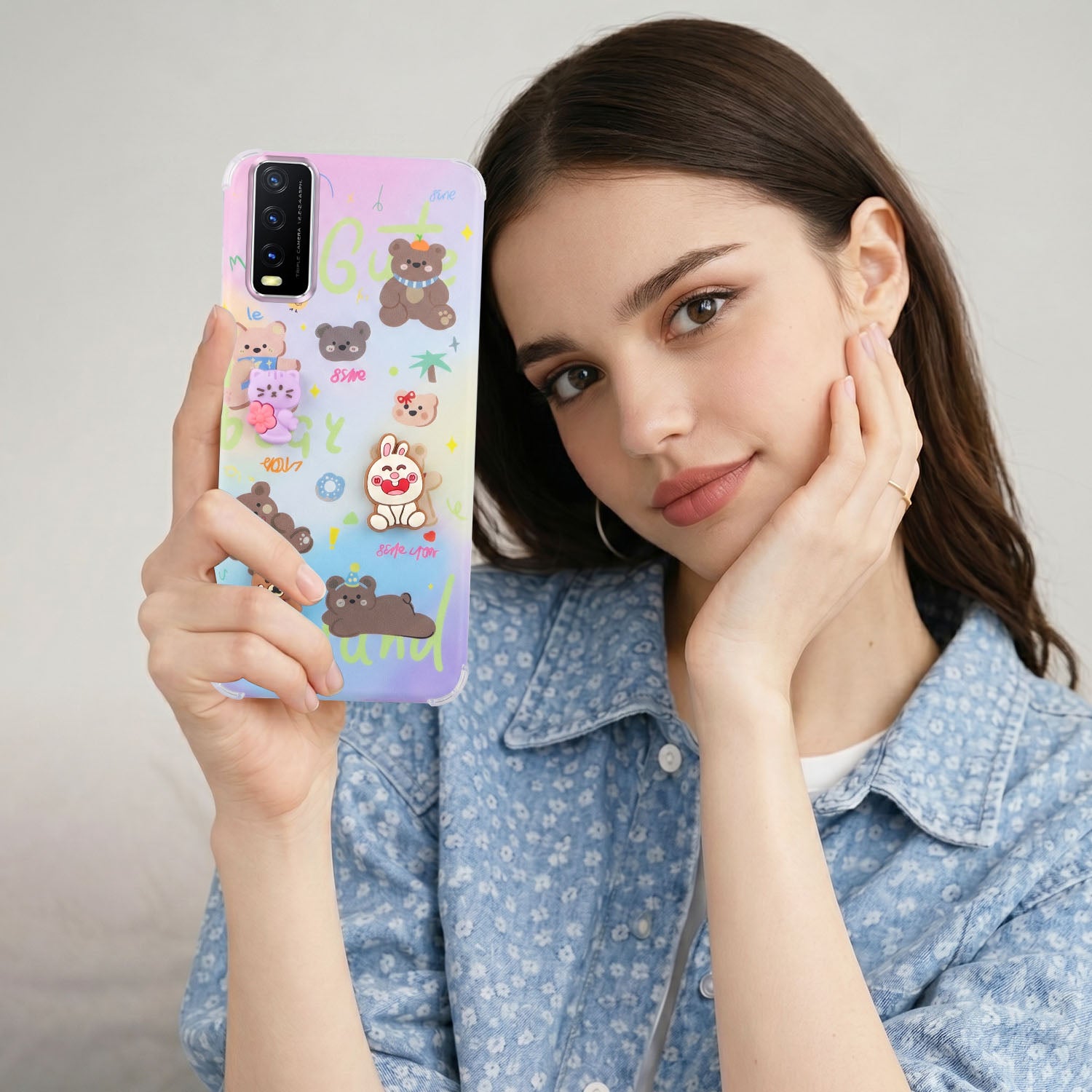 For Vivo Y20A | Y20T | Y20G Back Cover Case (3D Cute Cartoons | Hard Back Side Soft | Matte Premium Finish | HD Printing)