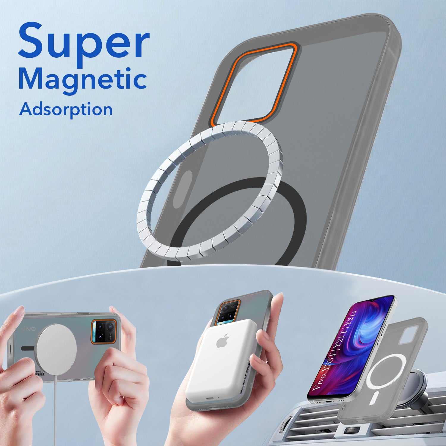 For Vivo Y33T | Vivo Y21T | Vivo Y21s Back Cover Case (Soft Touch | Camera Bump Protection | MagSafe Compatible | Matte Finish)