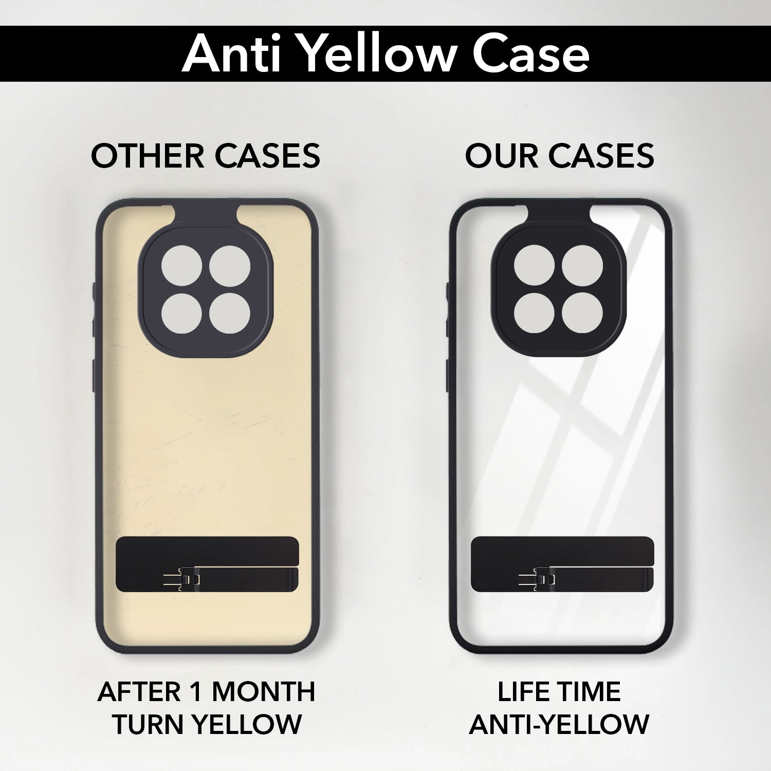 For Oppo F29 Back Cover Case (Built-in Stand | Lifetime Anti Yellow | Kickstand Shockproof | Camera Protection | MagSafe Compatible)