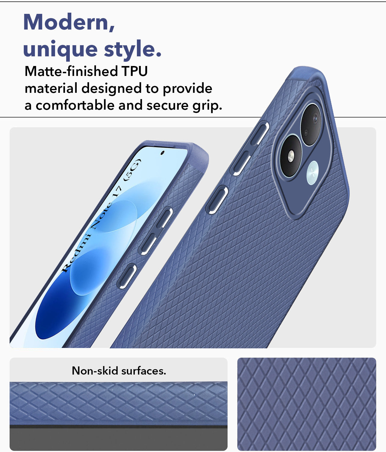 For Redmi Note 17 5G Back Cover Case Liquid Silicone (Camera Protection | Side Grip Texture | Soft and Flexible)