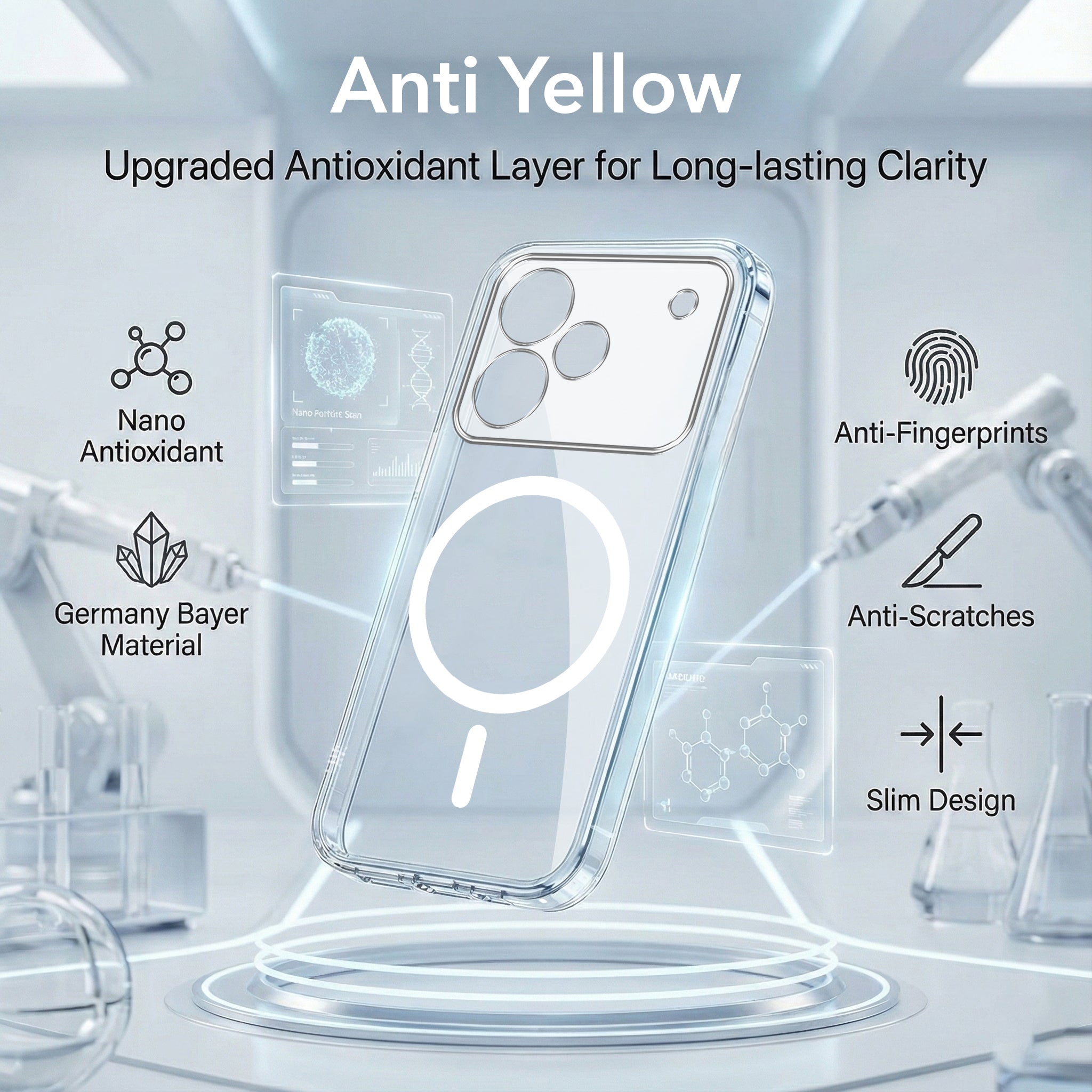 For Realme P4 Back Cover Case Lifetime Anti-Yellow MagSafe Compatible Clear (Sleek Hard Crystal | Shockproof and Camera Protection)