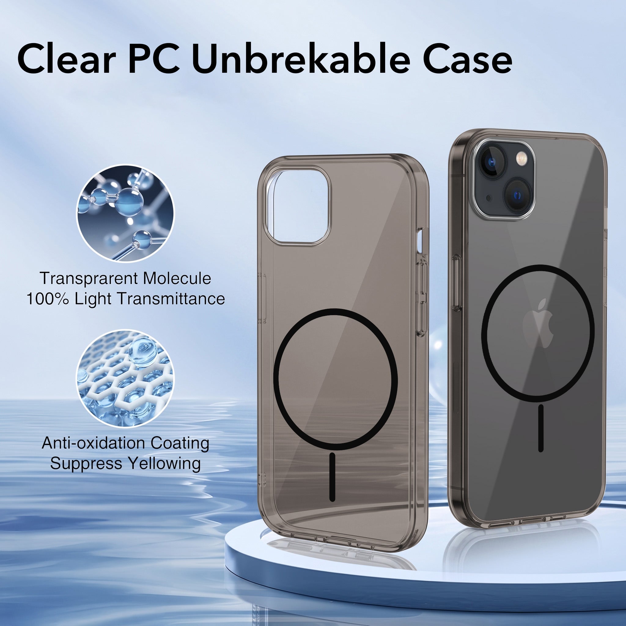 For Apple iPhone 13 Back Case Cover Crystal Anti Yellow (Unbreakable PC | MagSafe Wireless Charging Support |Camera Protection Bump)