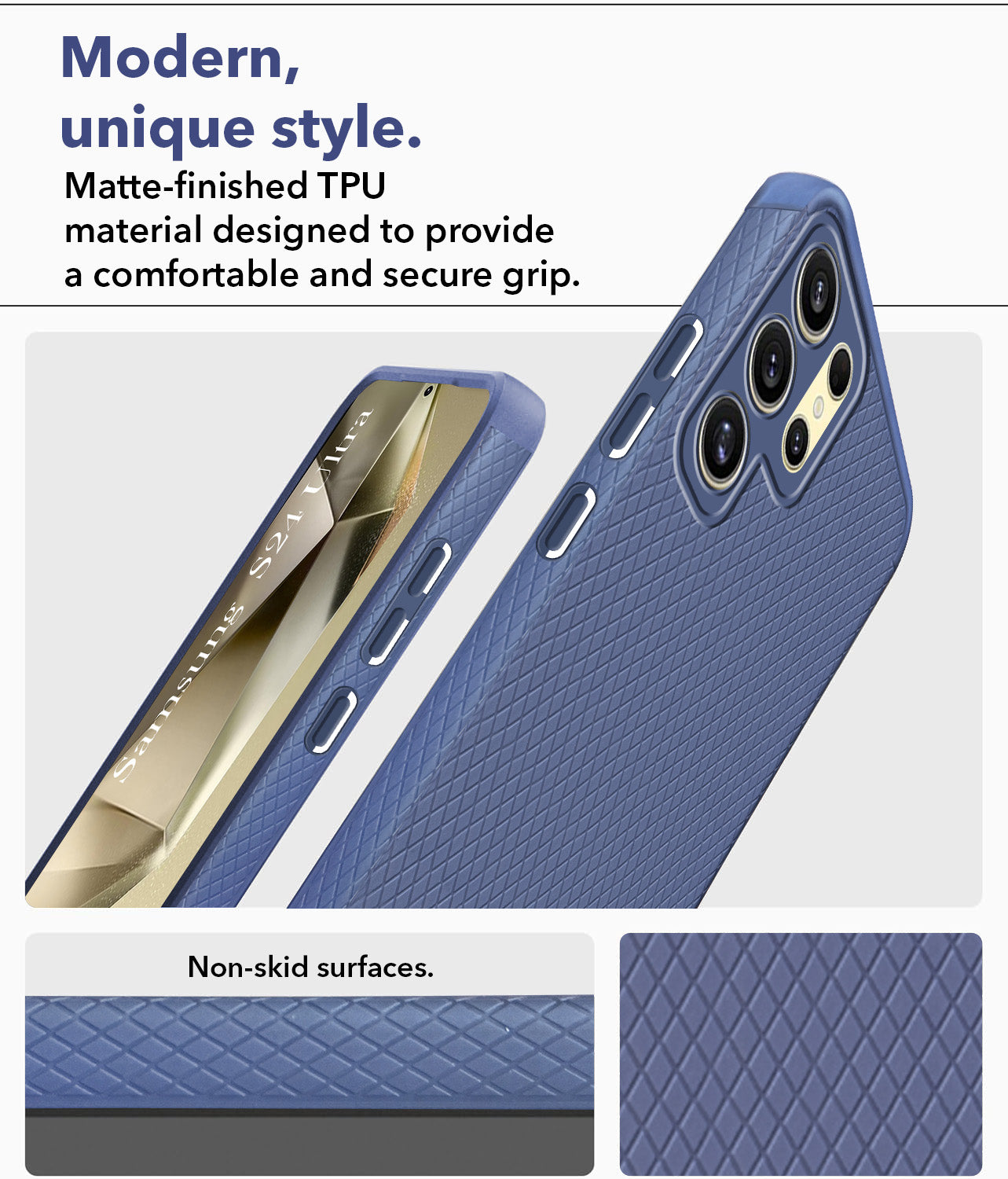 For Samsung Galaxy S24 Ultra Back Cover Case (Liquid Silicone | Side Grip | Camera Protection)