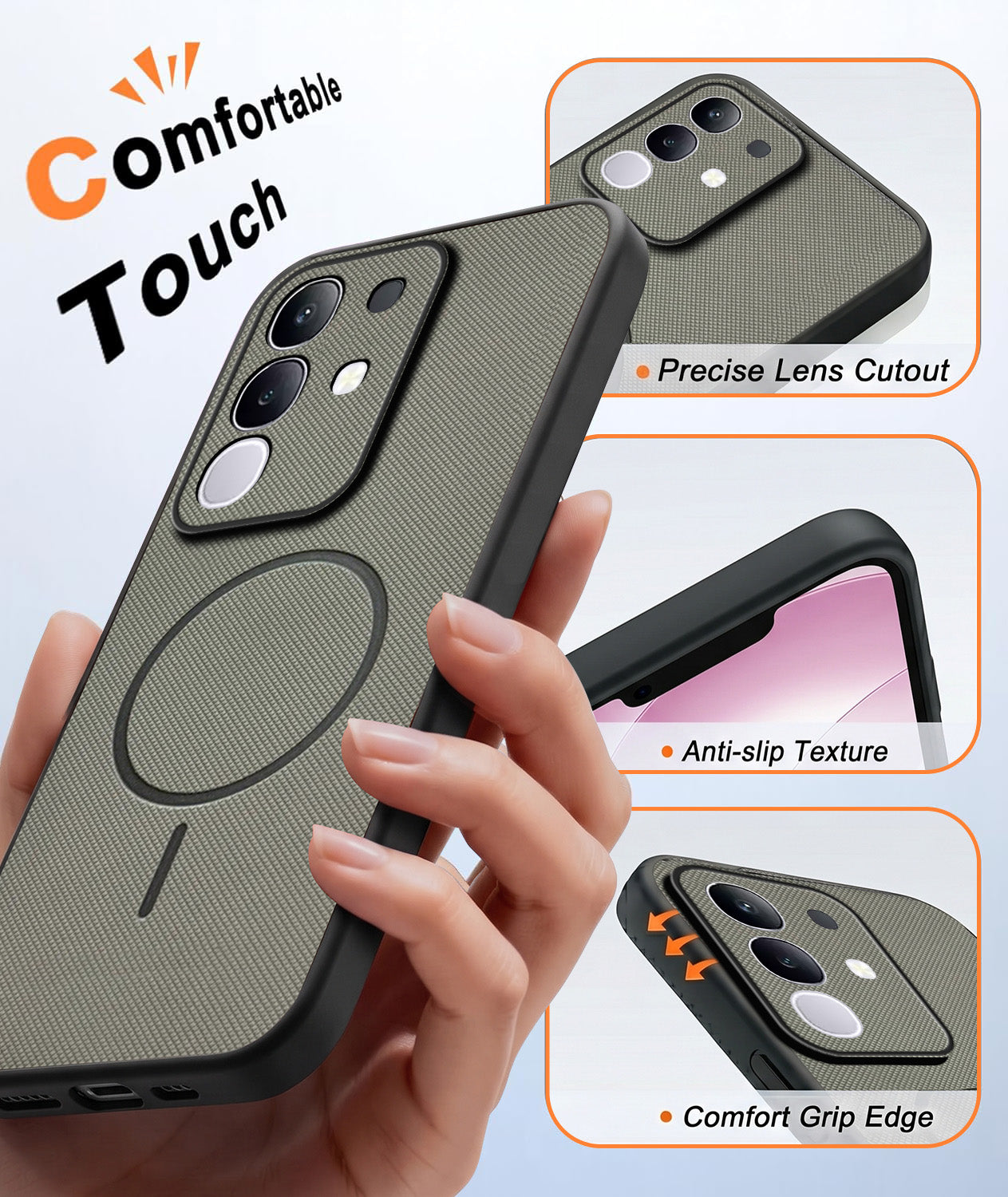 For Vivo T4x | Vivo Y31 Pro Back Cover Case PU Leather (Texture Grip Design | Professional Minimalist | Camera Protection | Soft and Flexible)