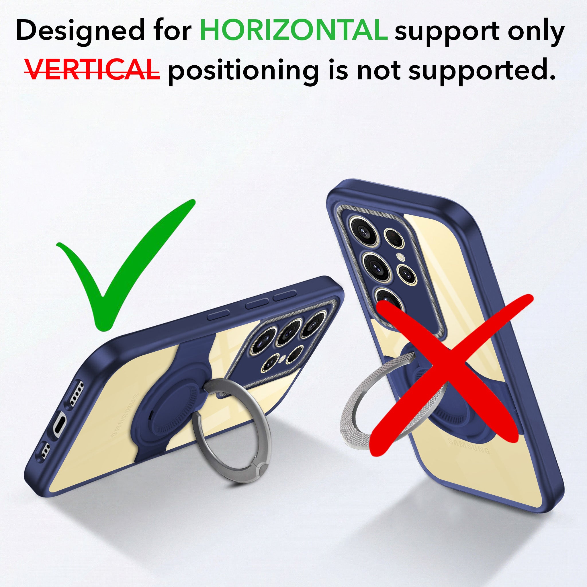 For Samsung Galaxy S24 Ultra Back Cover Case with stand (Built-in Ring Holder Kickstand | Lifetime Anti Yellow | Camera Protection)