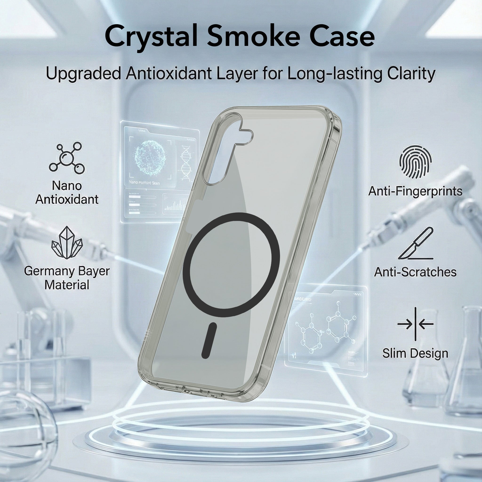 For Samsung Galaxy M15 5G Back Cover Case Lifetime Anti-Yellow MagSafe Compatible Clear (Sleek Hard Crystal | Shockproof and Camera Protection)
