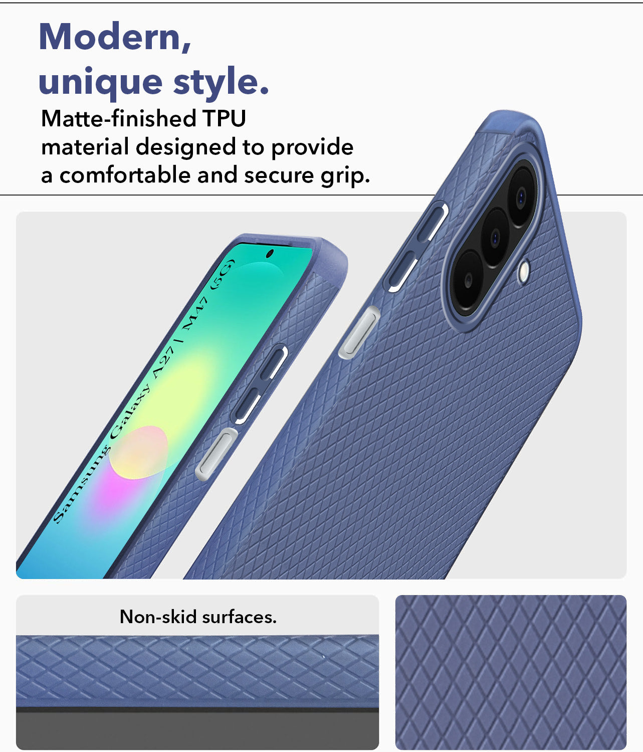 For Samsung Galaxy A27 5G | Samsung Galaxy M47 5G Back Cover Case Liquid Silicone (Camera Protection | Side Grip Texture | Soft and Flexible)