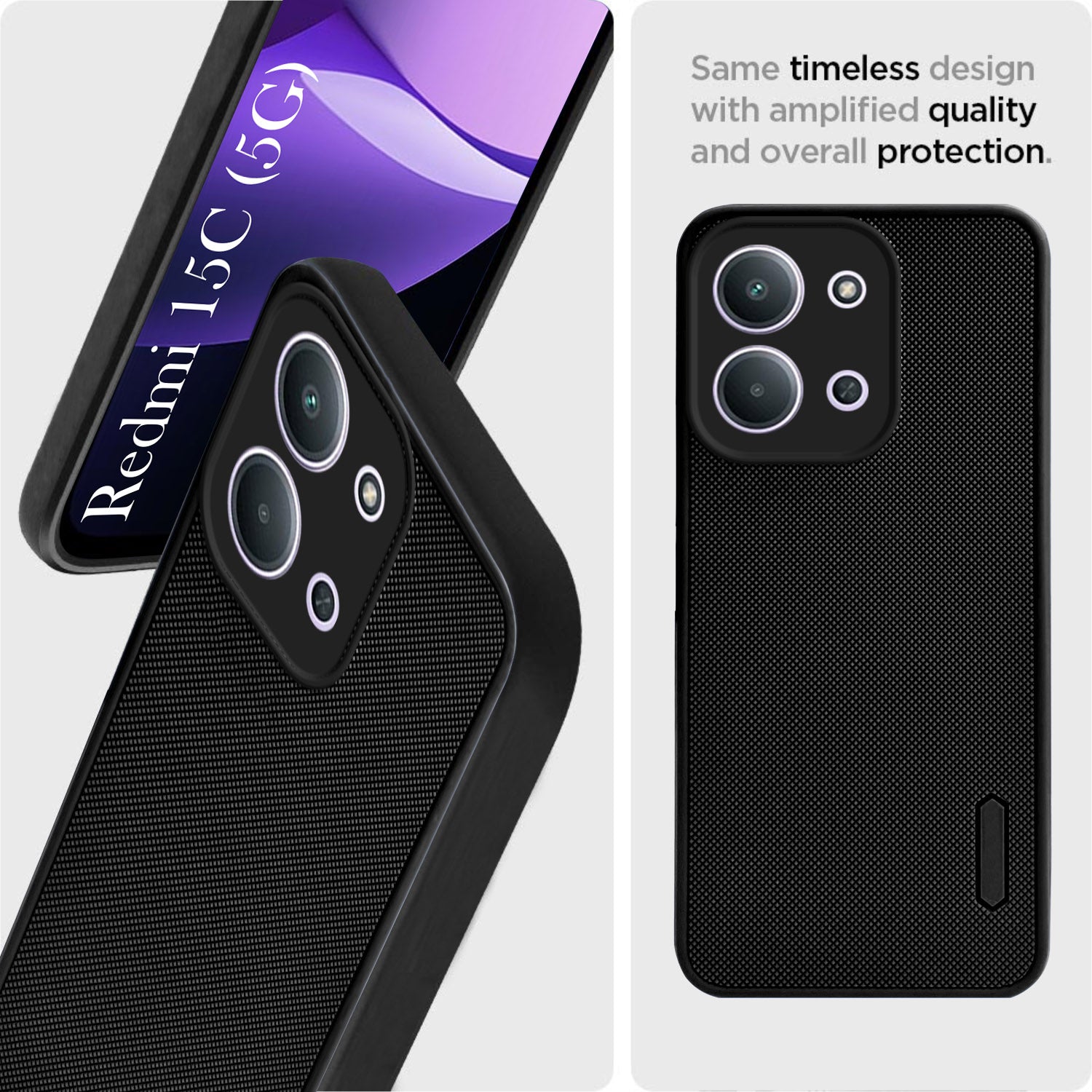 For Redmi 15C Back Cover Case Rubberised (Textured Grip Design | Micro-Fiber Cloth Inside | Slim and Light Weight | Soft Touch and Feel)