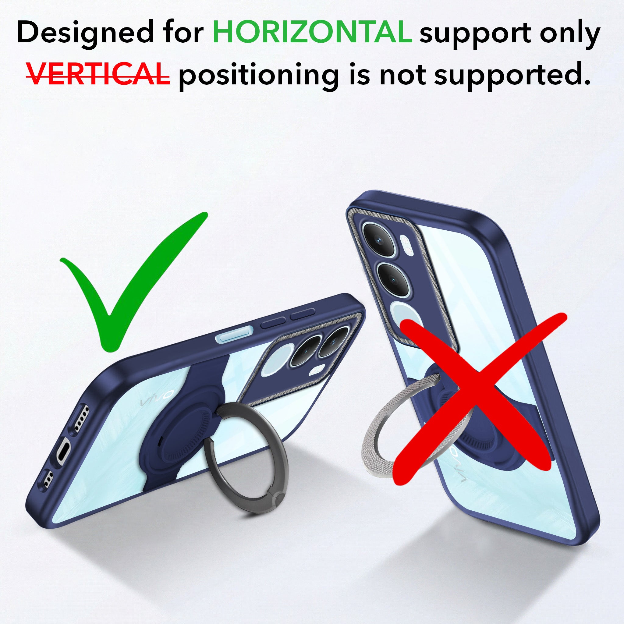 For Vivo Y29 Back Cover Case with stand (Built-in Ring Holder Kickstand | Lifetime Anti Yellow | Camera Protection)