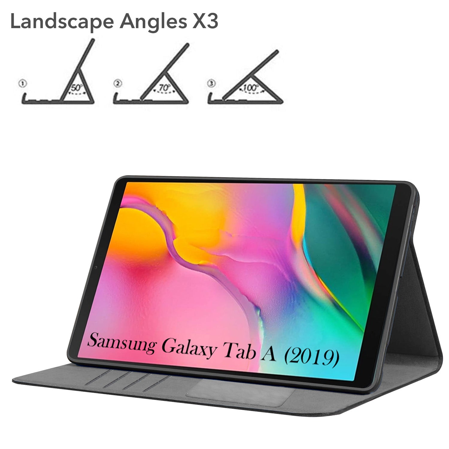 For Samsung Galaxy Tab A (2019) 10.1 Inch SM-T515/T510 Flip Cover Folio Case (PU Leather | Multi-Angle Smart Stand | Card Storage Slots | Silicone Back Pouch)