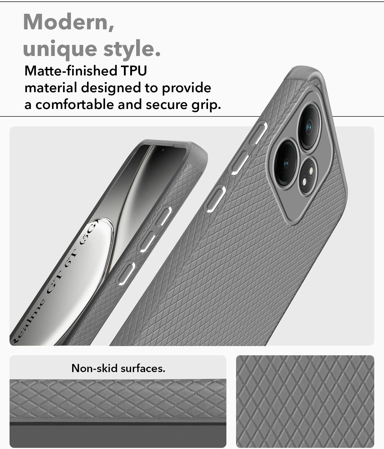 ILING Cover per Realme GT 6 5G / Realme GT 6T 5G, Texture Opaca Metallica Ultra Sottile Antiurto PC Rigido Silicone Custodia con Anello Supporto e Scorrevole Protezione Fotocamera (Blu