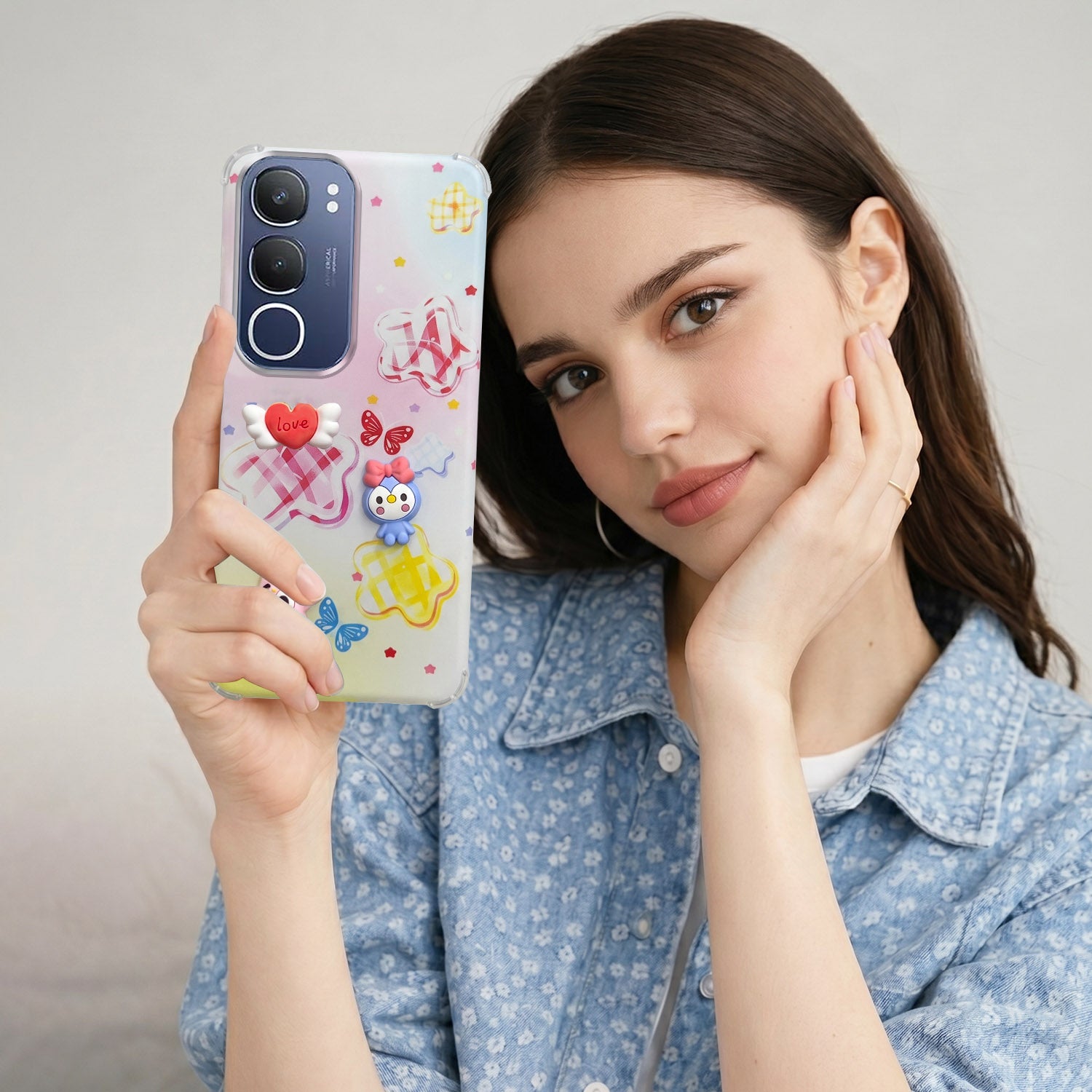 For Vivo Y29 Back Cover Case (3D Cute Cartoons | Hard Back Side Soft | Matte Premium Finish | HD Printing)