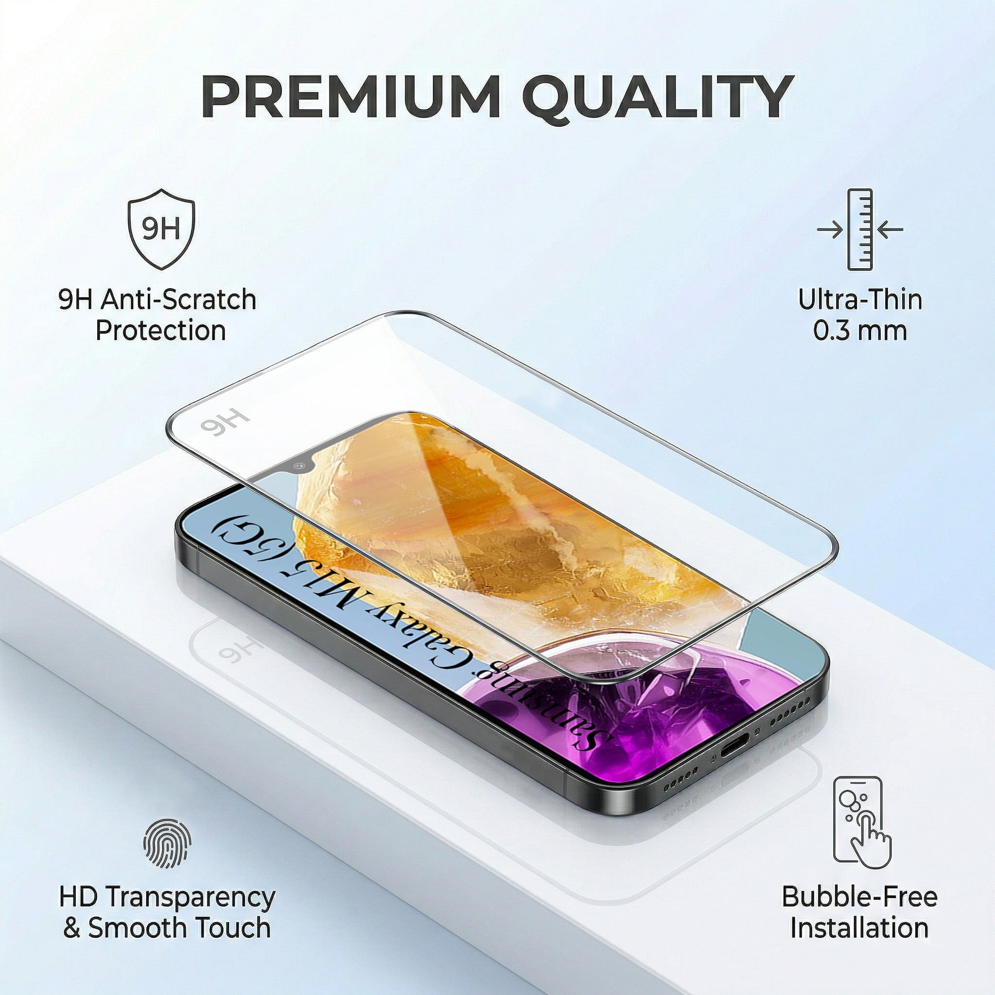 For Samsung Galaxy M15 5G Combo with Back Cover and 9H Tempered Glass (Liquid Silicone | Camera Protection | Oleophobic Coating Screen Glass)