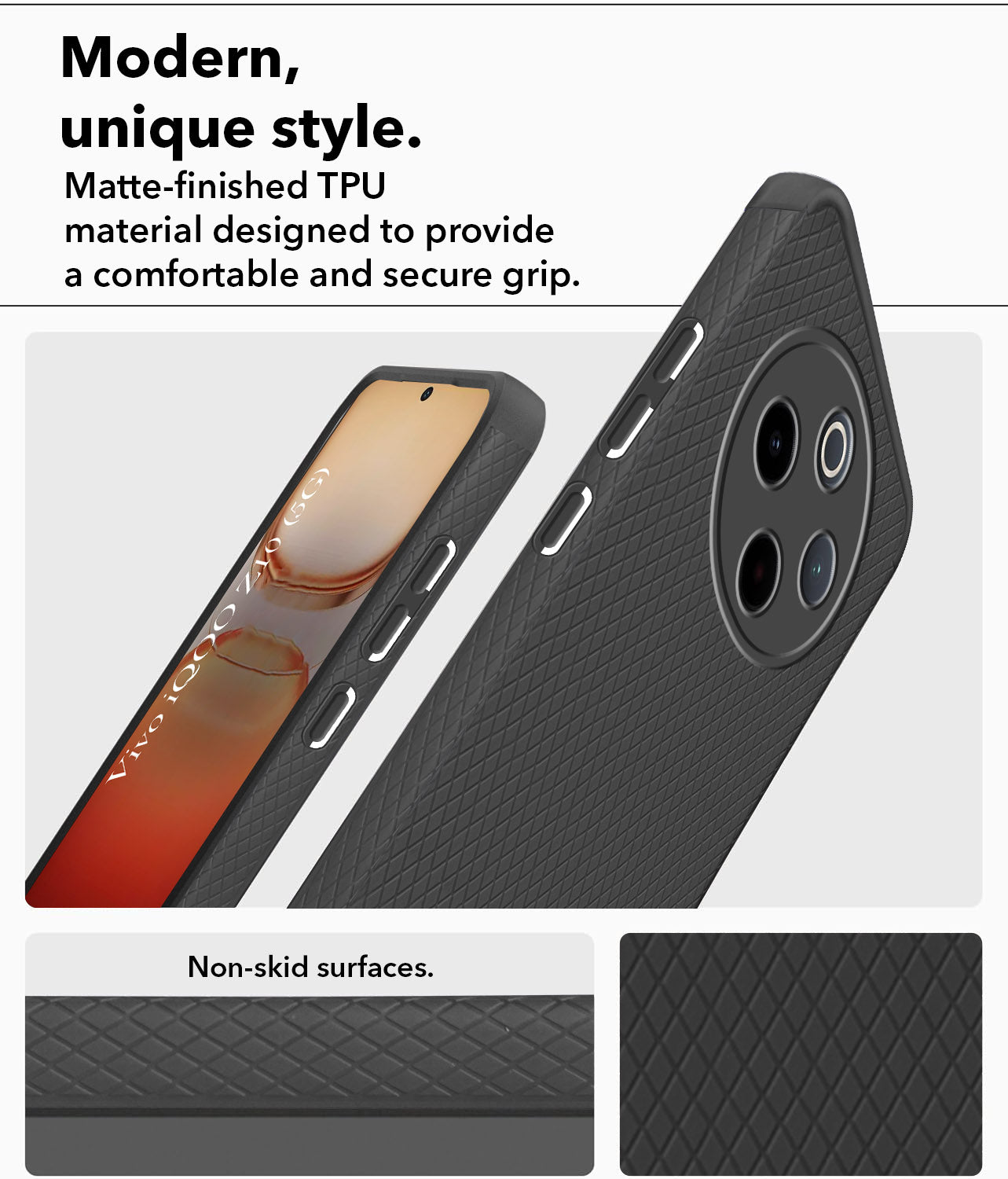 For Vivo iQOO Z10 Back Cover Case (Liquid Silicone | Side Grip | Camera Protection)