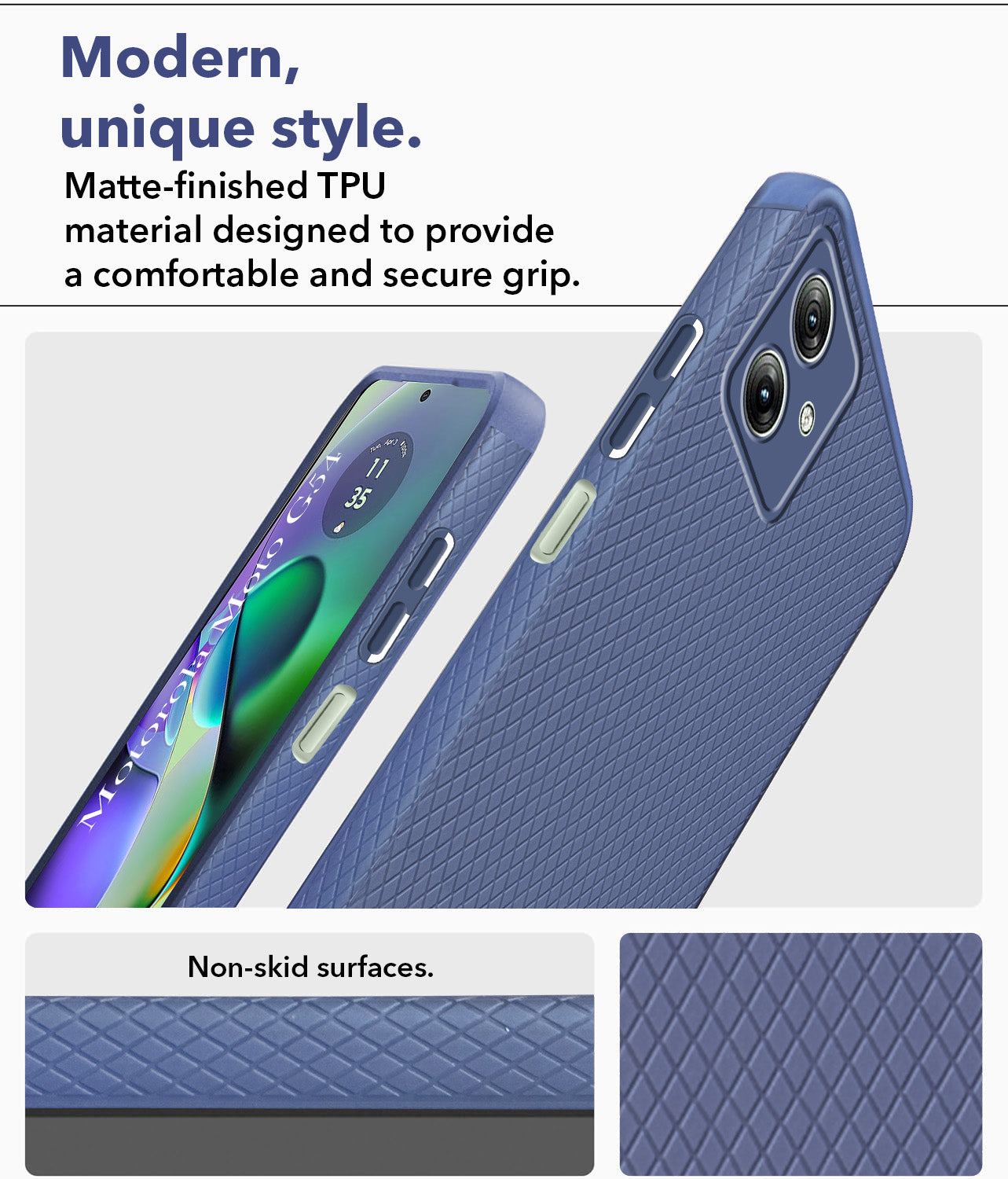 For Motorola Moto G54 Back Cover Case (Liquid Silicone | Side Grip | Camera Protection)