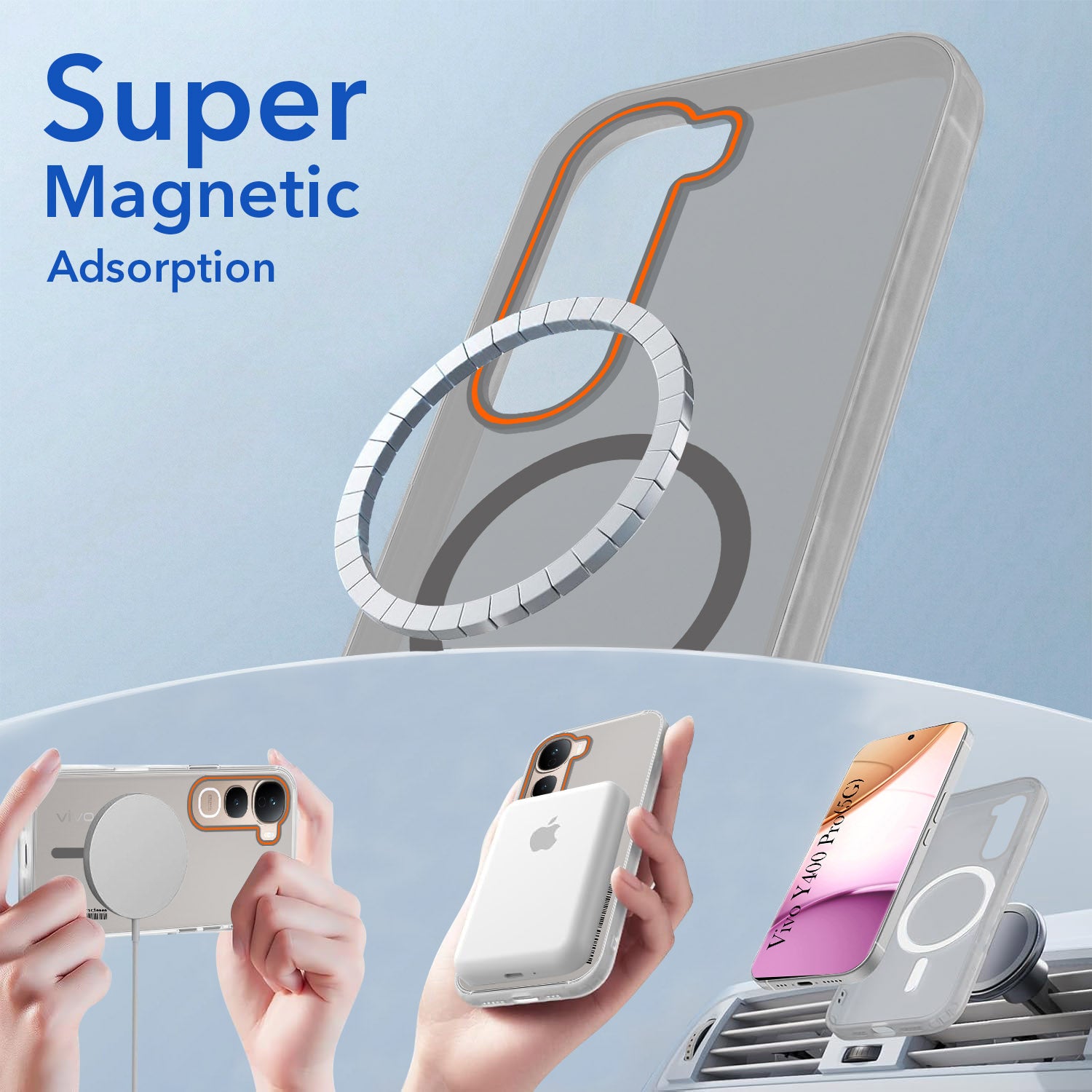 For Vivo Y400 Pro Back Cover Case (Soft Touch | Camera Bump Protection | MagSafe Compatible | Matte Finish)