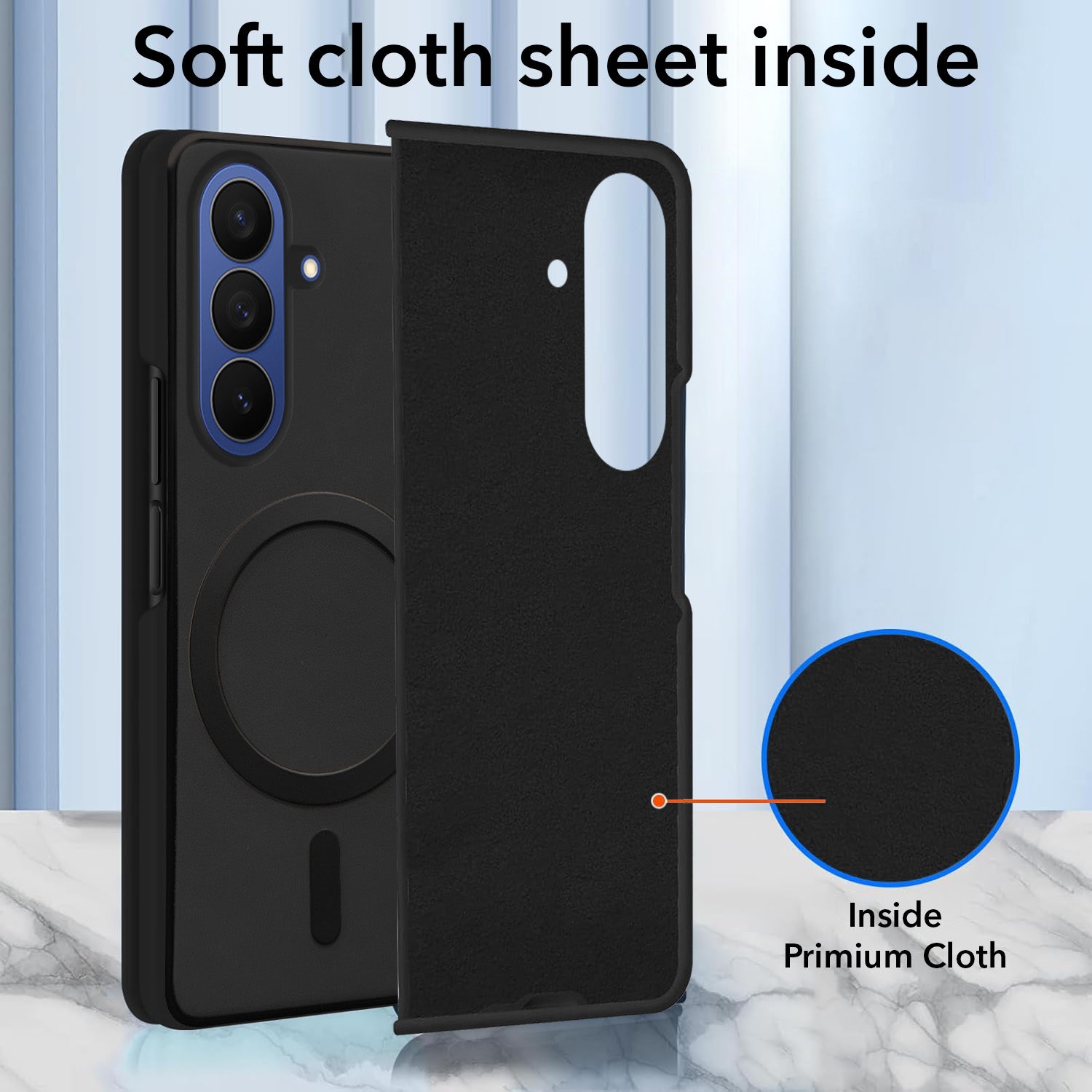 For Samsung Galaxy Z Fold 7 Back Cover Case Leather Finish (MagSafe Wireless Charging Compatible | Inside Microfiber Cloth)