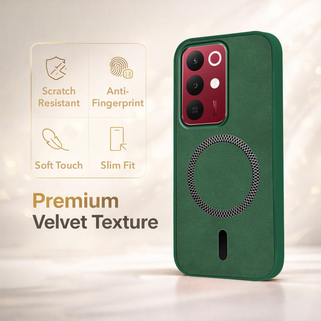 For Realme 15X Back Cover Case Leather Finish (MagSafe Compatible Wireless Charging | Soft Touch | Camera Bump Protection)
