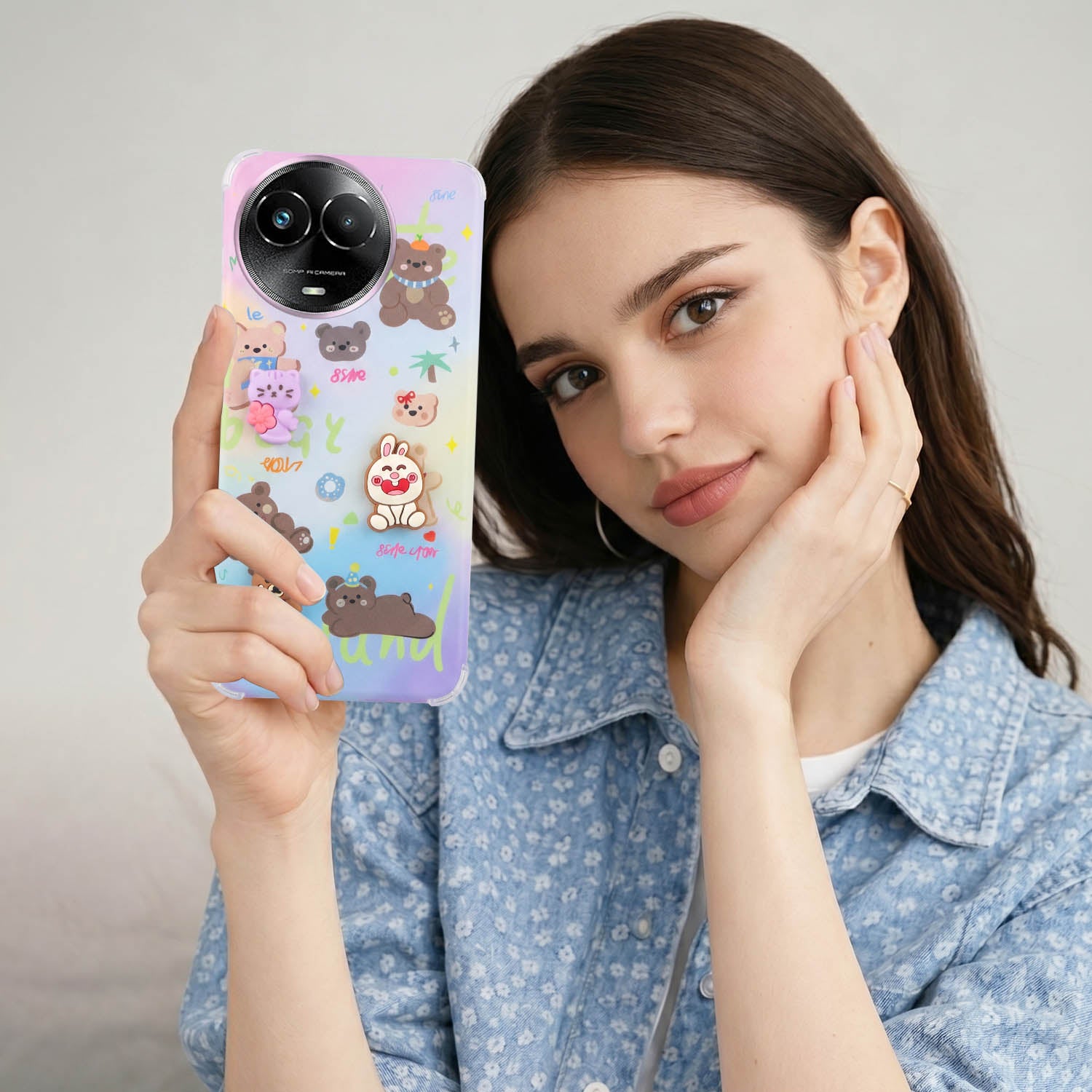 For Realme C67 Back Cover Case (3D Cute Cartoons | Hard Back Side Soft | Matte Premium Finish | HD Printing)