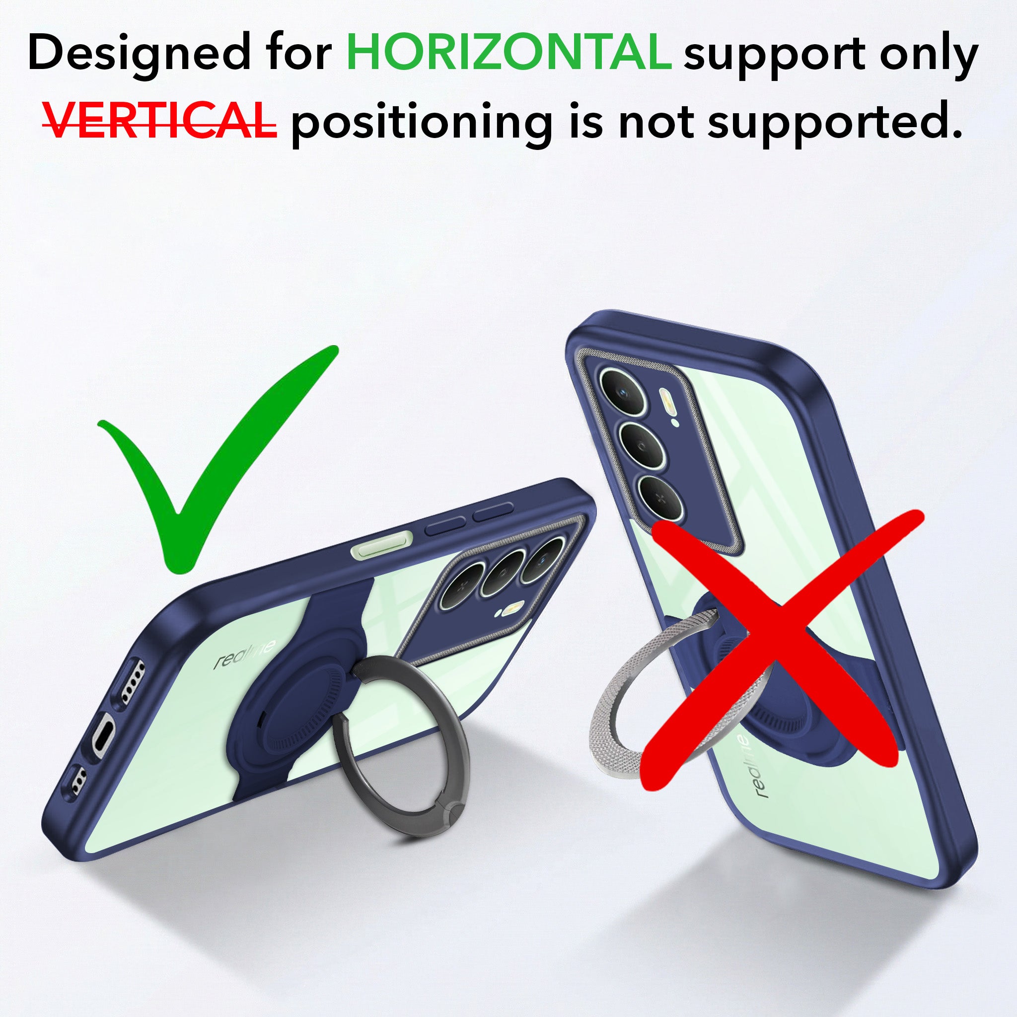 For Realme C73 Back Cover Case with stand (Built-in Ring Holder Kickstand | Lifetime Anti Yellow | Camera Protection)