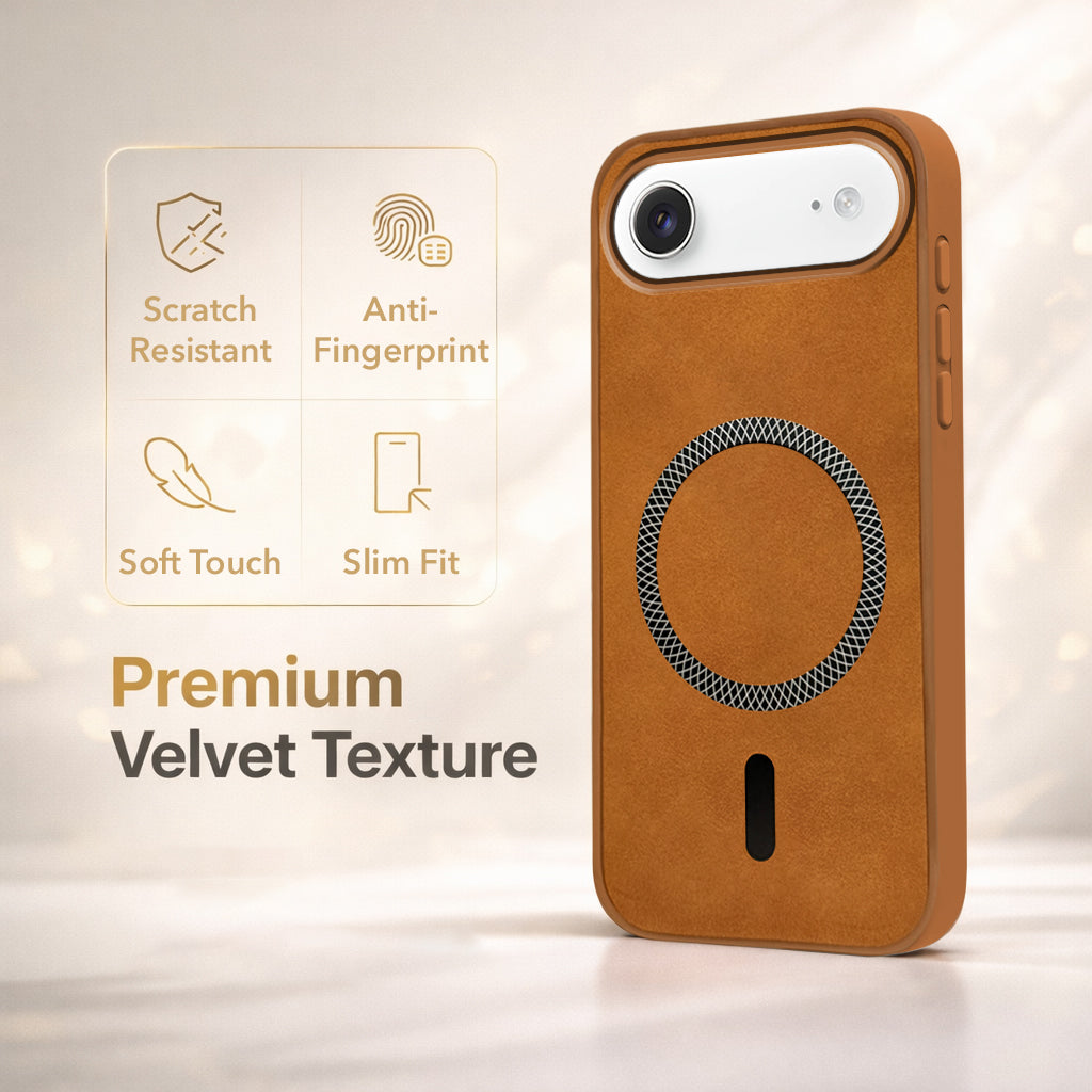 For Apple iPhone 17 Air Back Cover Case Leather Finish (MagSafe Compatible Wireless Charging | Soft Touch | Camera Bump Protection)