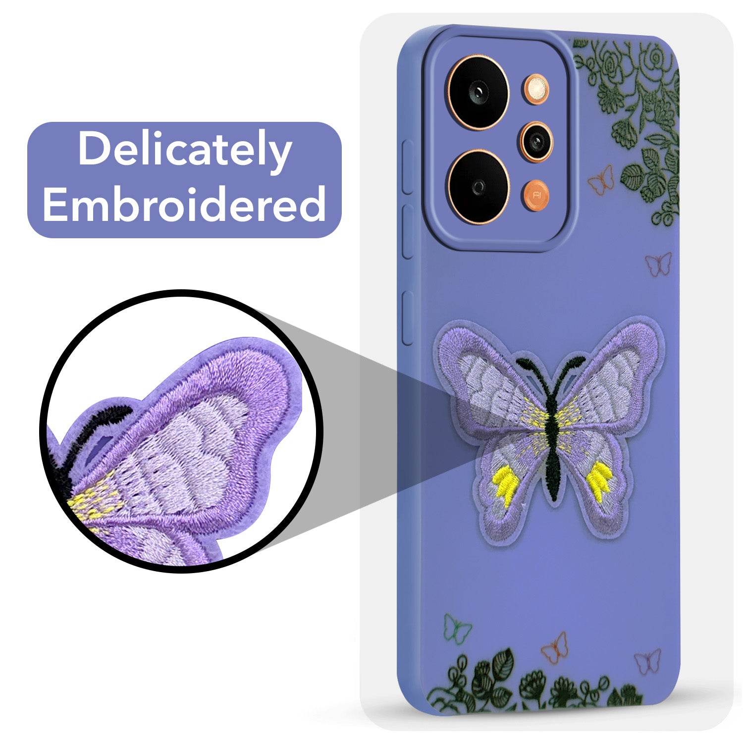 For Realme P4 Power 5G | Realme Narzo Power Back Cover Case (SoFt ButterFly Embroidery | Women Teen Girls | Camera Protection| Matte Silicone)