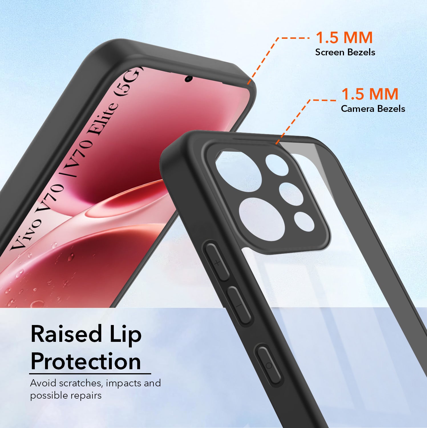 For Vivo V70 | Vivo V70 Elite (5G) Back Cover Case Ultra-Hybrid (Lifetime Anti Yellow | Anti Scratch | Crystal Clear Shockproof)