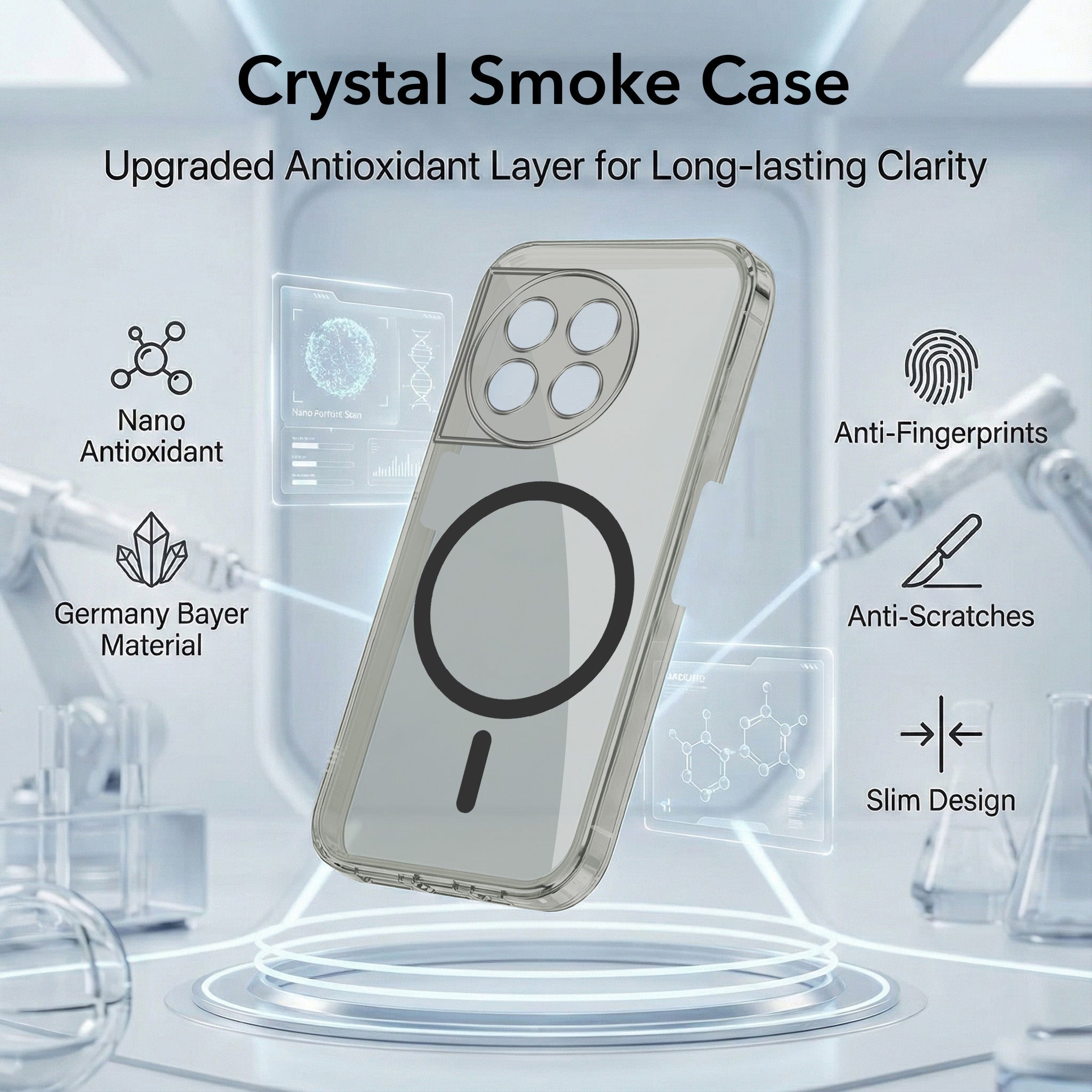 For OnePlus 11 5G Back Cover Case Lifetime Anti-Yellow MagSafe Compatible Clear (Sleek Hard Crystal | Shockproof and Camera Protection)