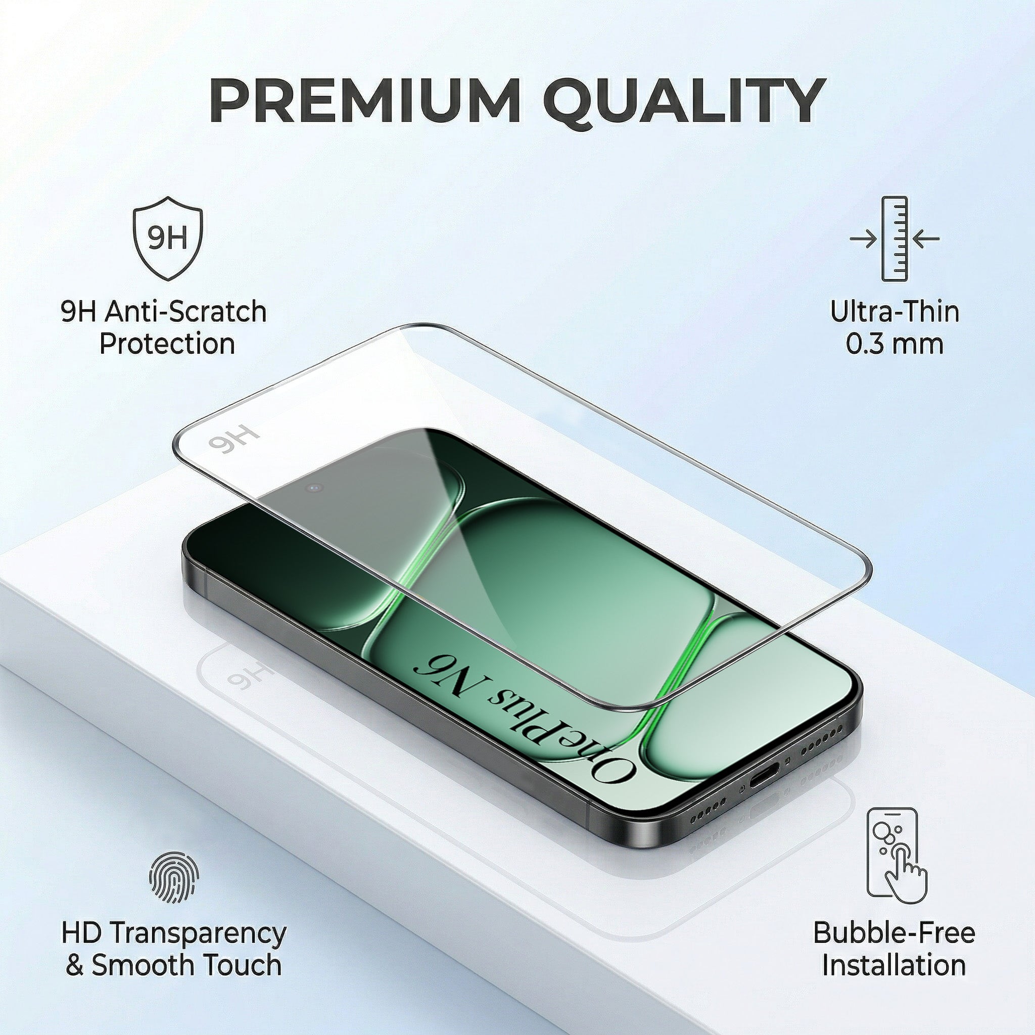 For OnePlus N6 Combo (Textured Grip Design | Micro-Fiber Cloth Inside | Oleophobic Coating Screen Glass)