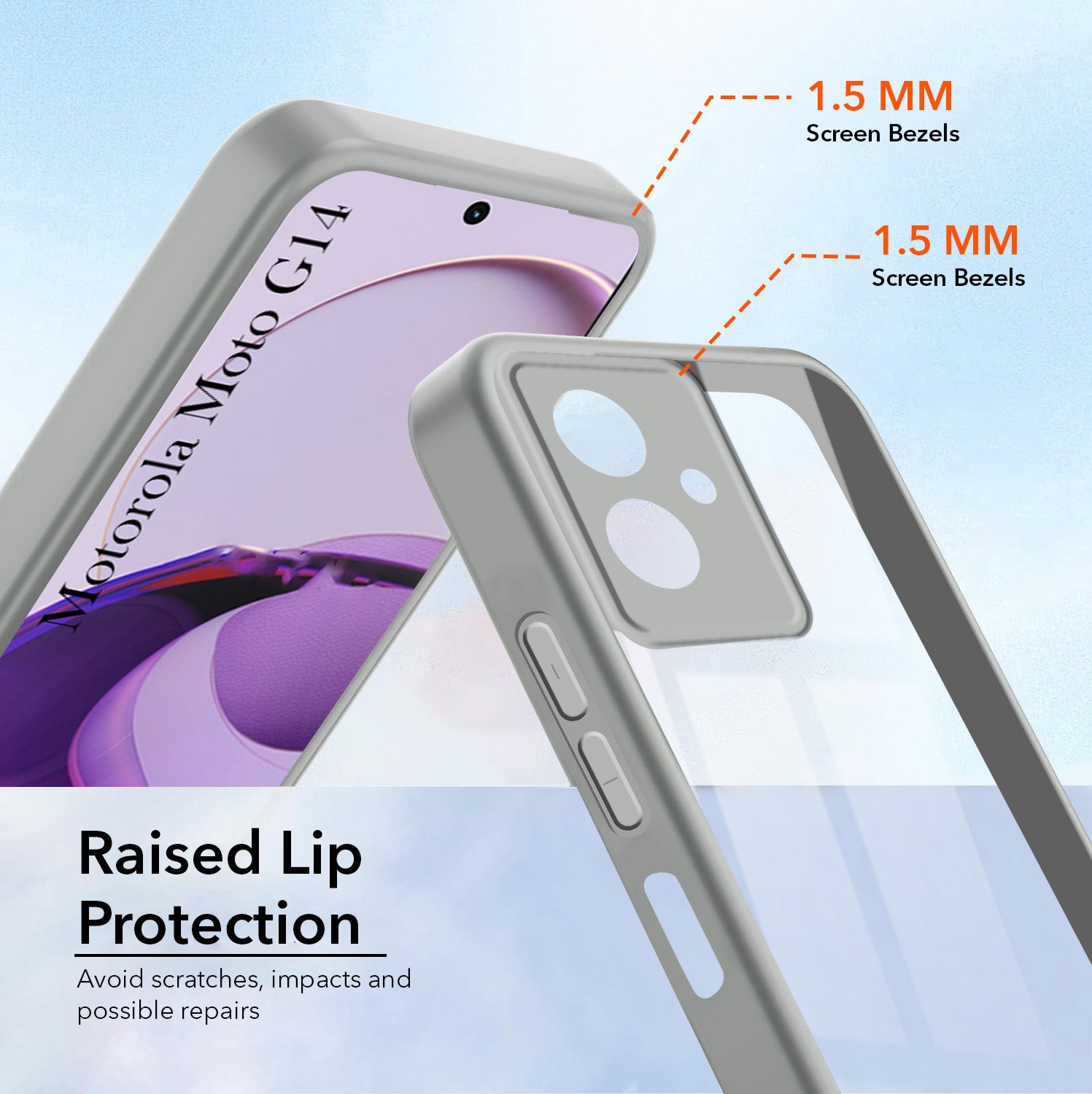 For Motorola Moto G14 Back Cover Case Ultra-Hybrid (Lifetime Anti Yellow | Anti Scratch | Crystal Clear Shockproof)