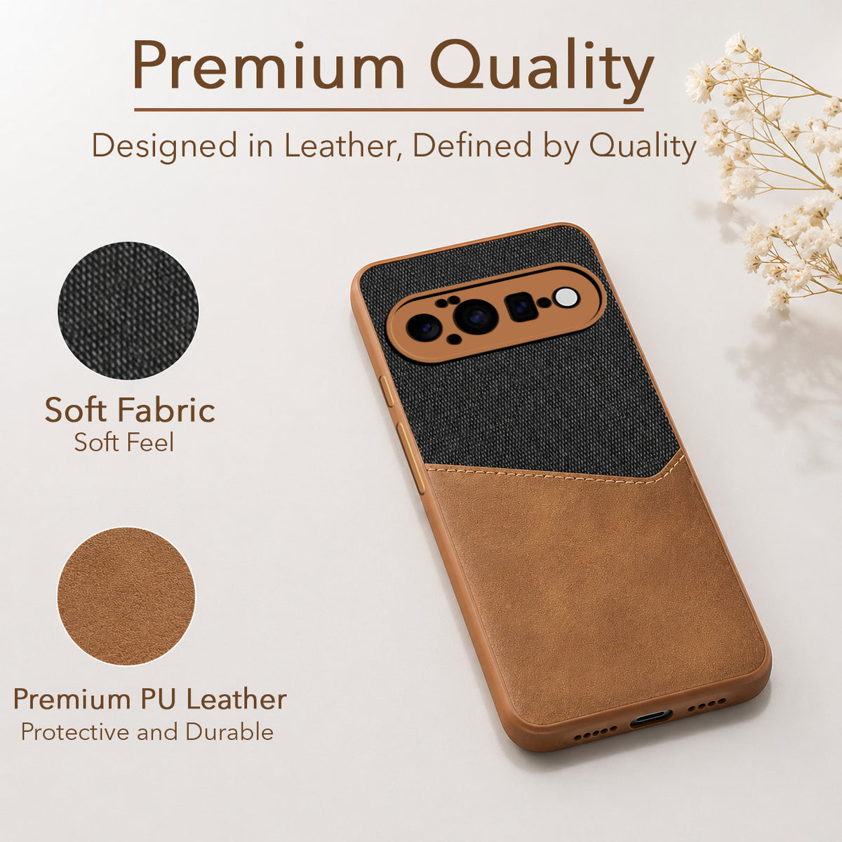 For Google Pixel 11 Back Cover Case (Dual PU Leather Stitch | Professional Minimalist | Soft and Flexible)