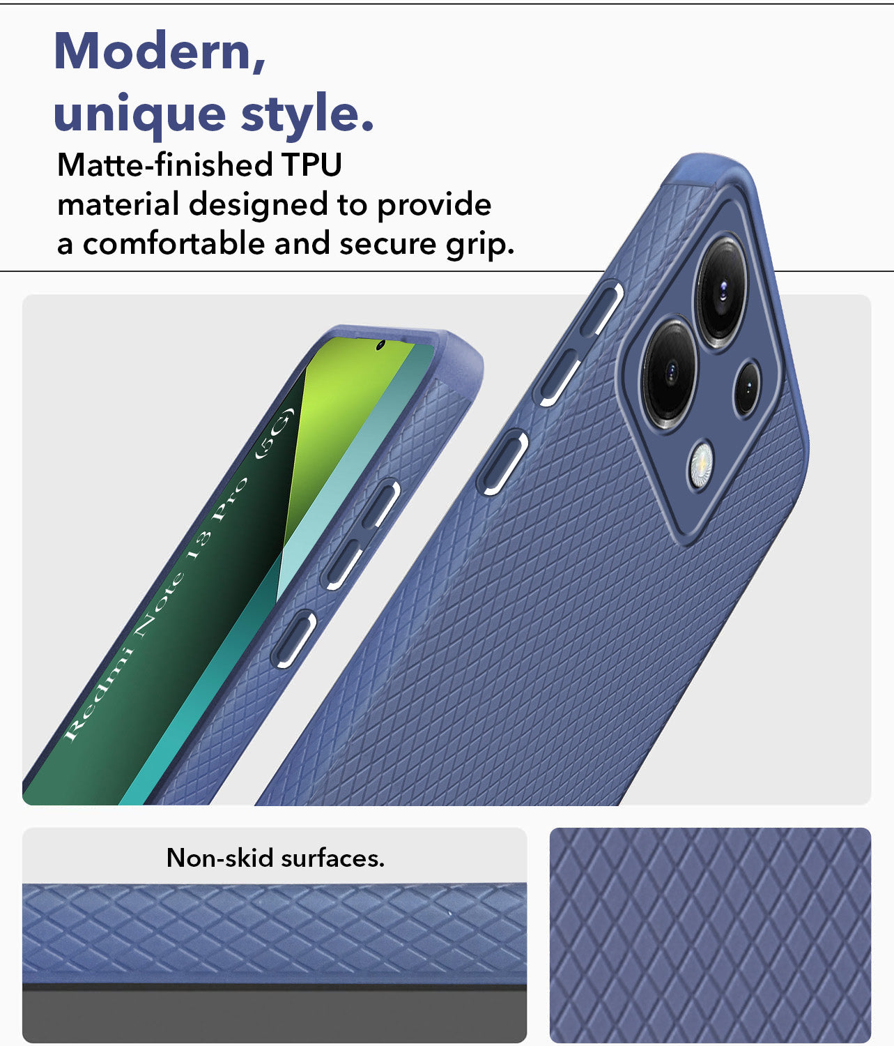 For Redmi Note 13 Pro Back Cover Case (Liquid Silicone | Side Grip | Camera Protection)