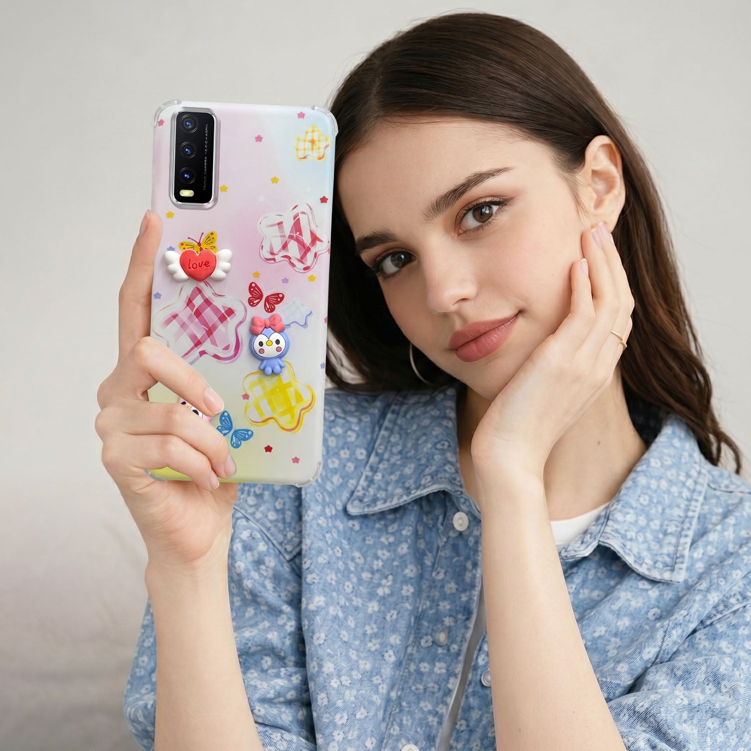 For Vivo Y20 | Y20i Back Cover Case (3D Cute Cartoons | Hard Back Side Soft | Matte Premium Finish | HD Printing)