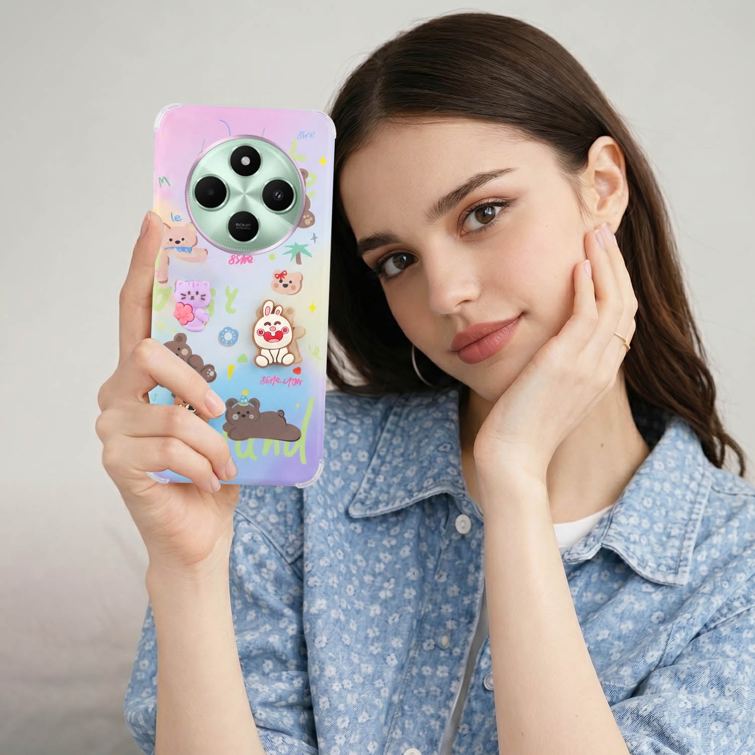 For Poco C75 | Poco M7 Back Cover Case (3D Cute Cartoons | Hard Back Side Soft | Matte Premium Finish | HD Printing)