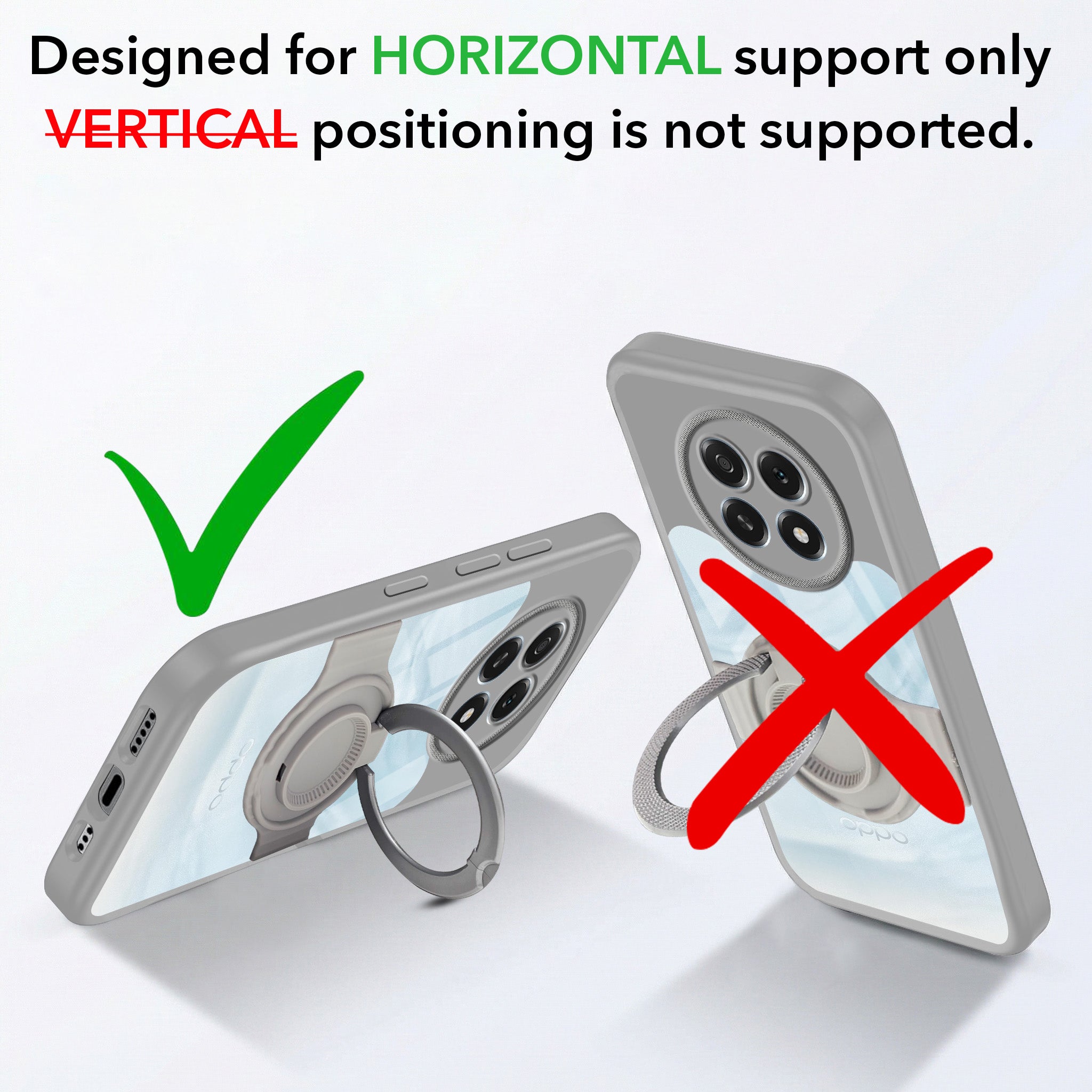 For Oppo F29 Back Cover Case with stand (Built-in Ring Holder Kickstand | Lifetime Anti Yellow | Camera Protection)