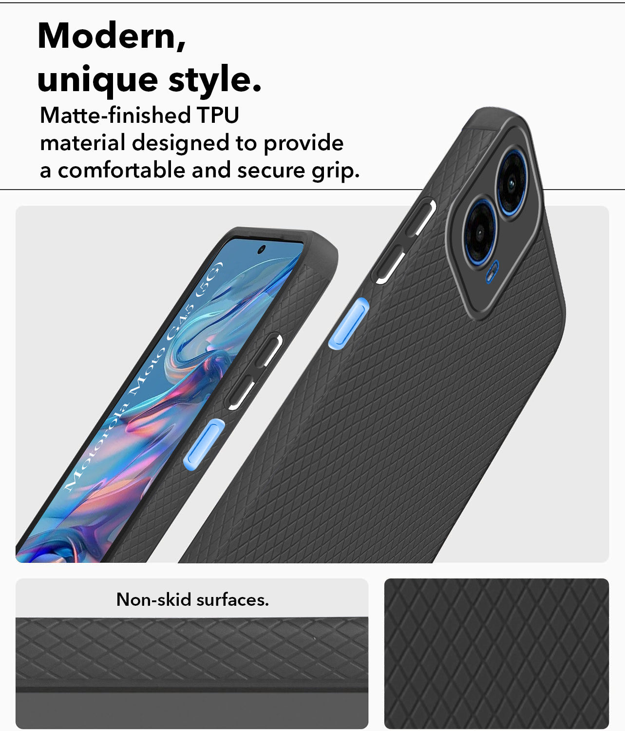 For Motorola Moto G45 Back Cover Case Liquid Silicone (Camera Protection | Side Grip Texture | Soft and Flexible)