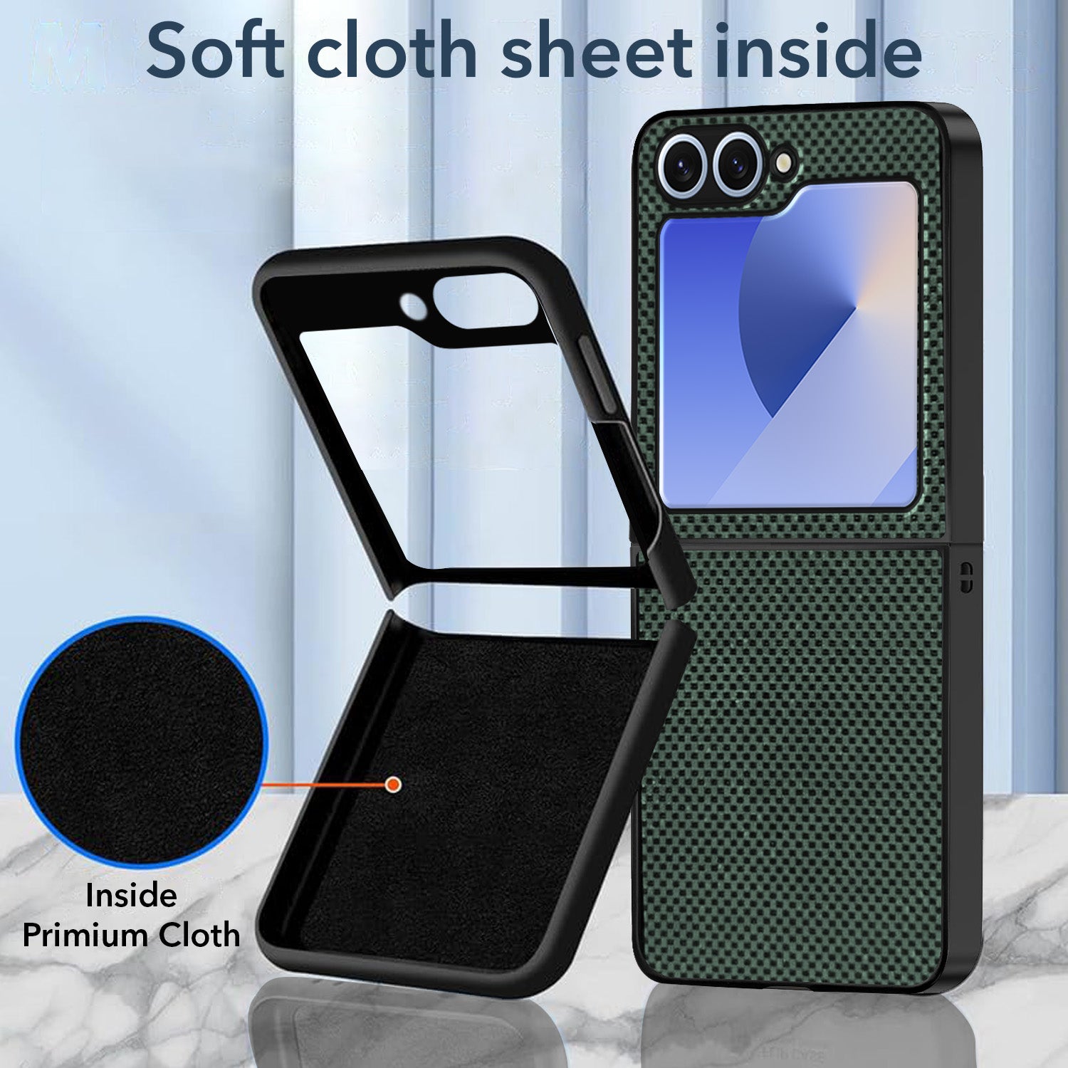 For Samsung Galaxy Z Flip 6 5G | Samsung Galaxy Z Flip 7 FE Back Flip Case Cover (Craft Printed Design | Hybrid Texture | Inside Microfiber Cloth)