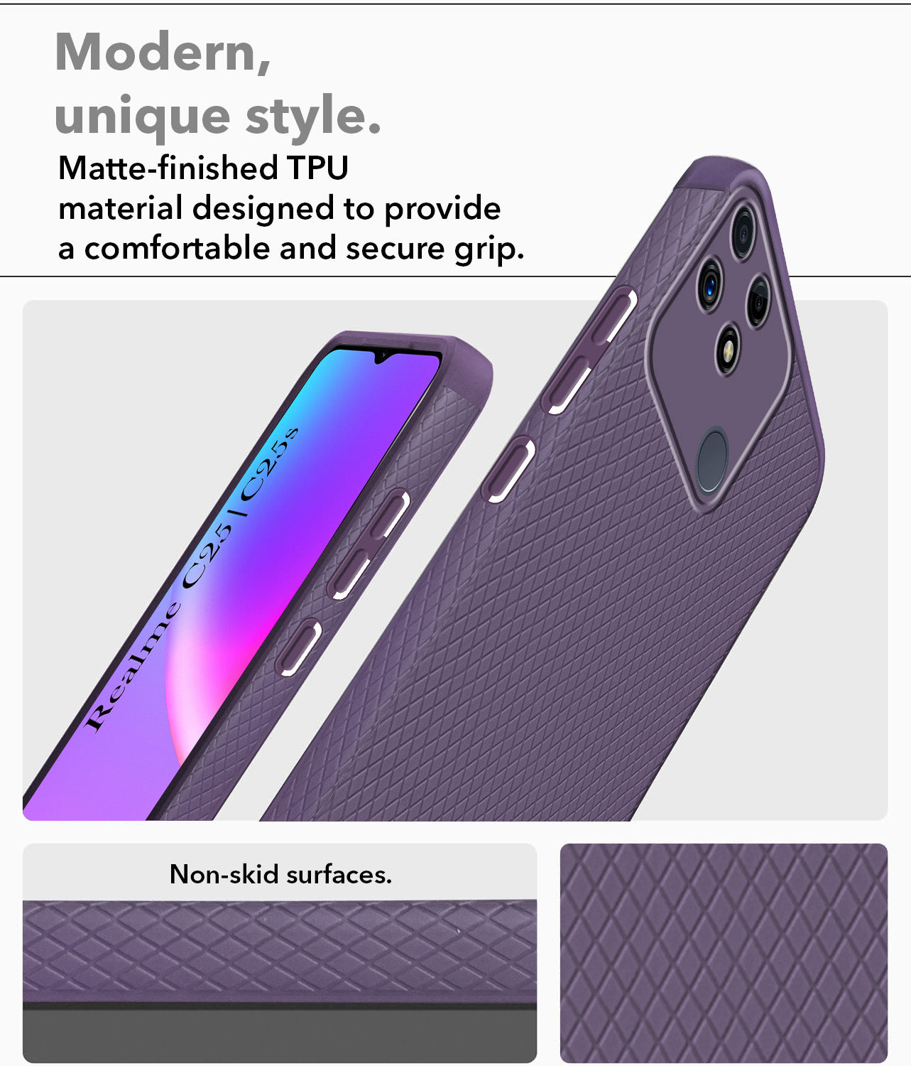For Realme C25 | C25s Back Cover Case Liquid Silicone (Camera Protection | Side Grip Texture | Soft and Flexible)