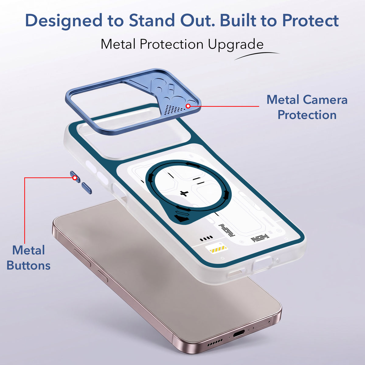 For Samsung Galaxy A26 5G Metallic Back Cover Case (Metallic Camera Protection & Buttons | Translucent Milky Shade | Hard Polycarbonate)