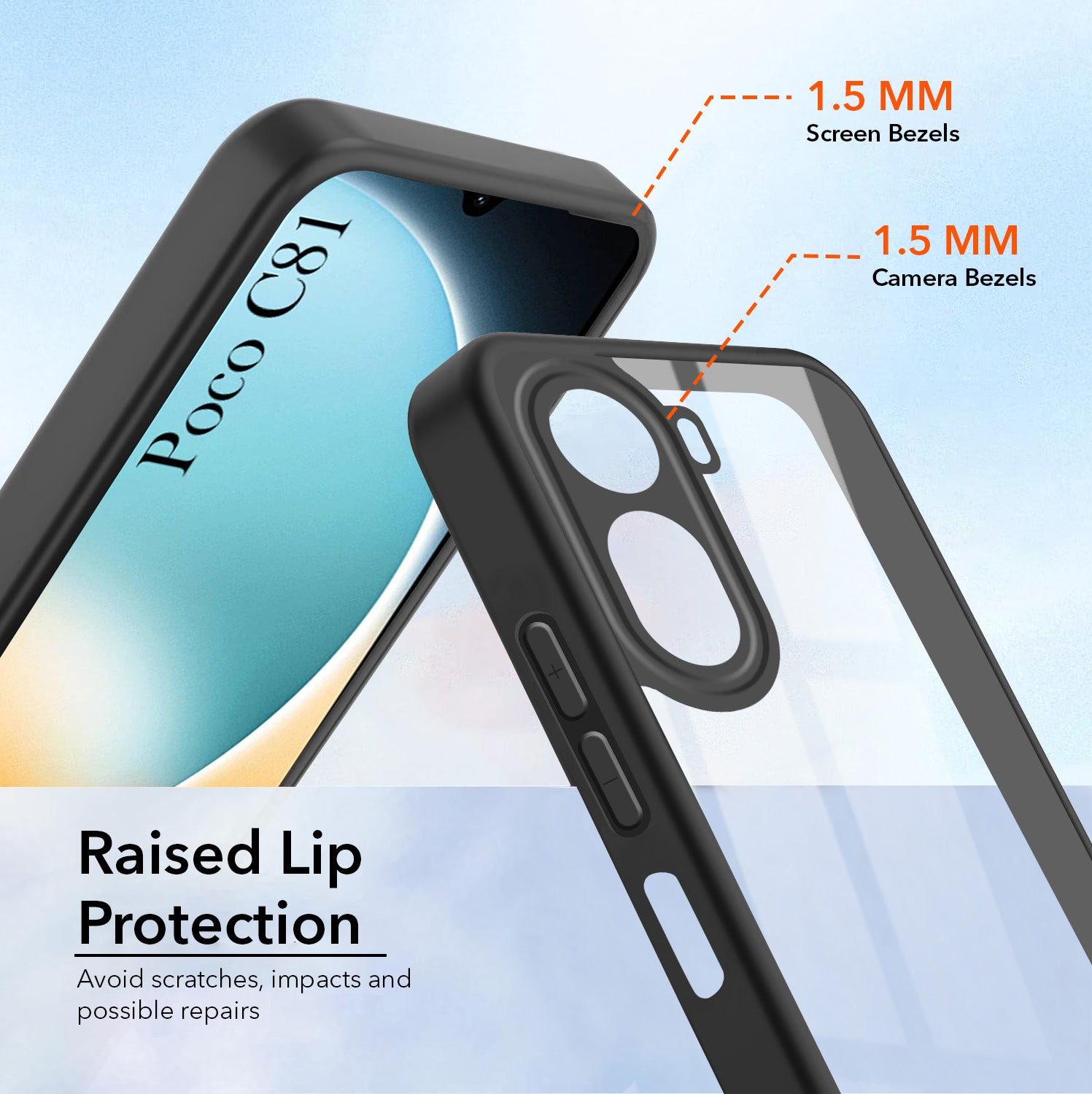 For Poco C81 5G Back Cover Case Ultra-Hybrid (Lifetime Anti Yellow | Anti Scratch | Crystal Clear Shockproof)